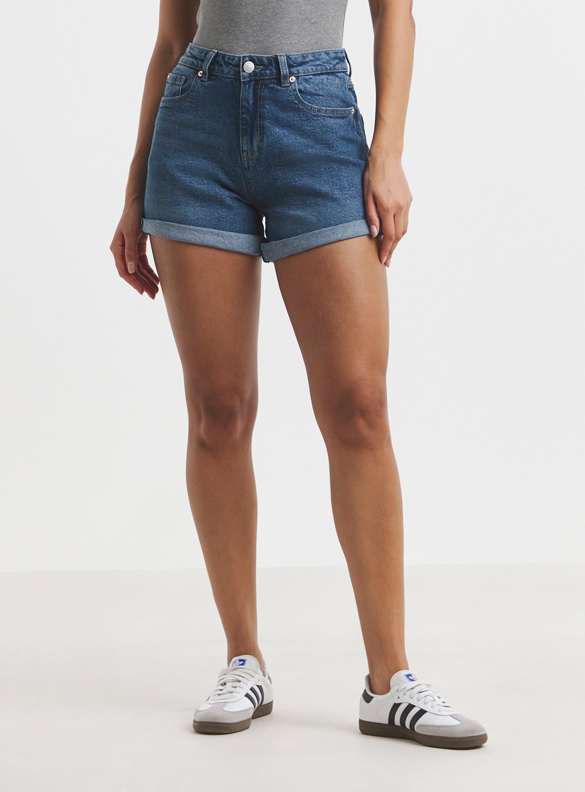 SIMPLY BE  Mid Blue Loose Mom Shorts 