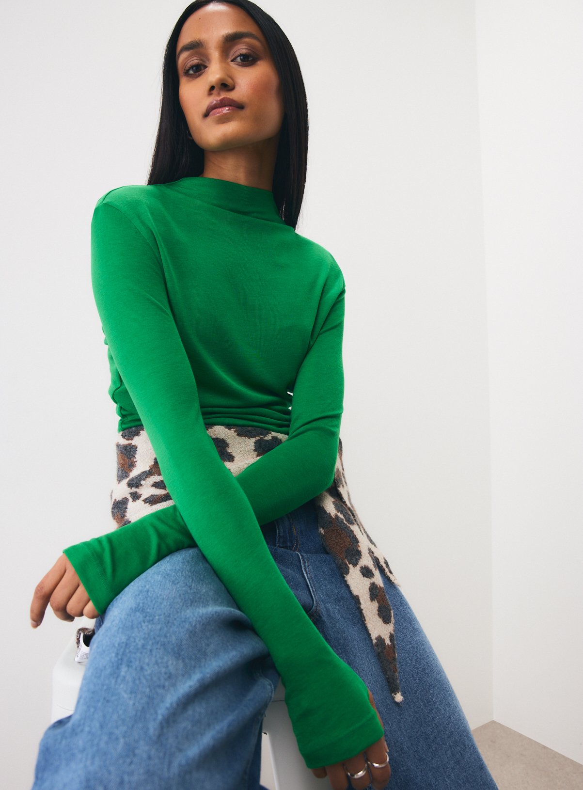 High Neck Top With Wool 