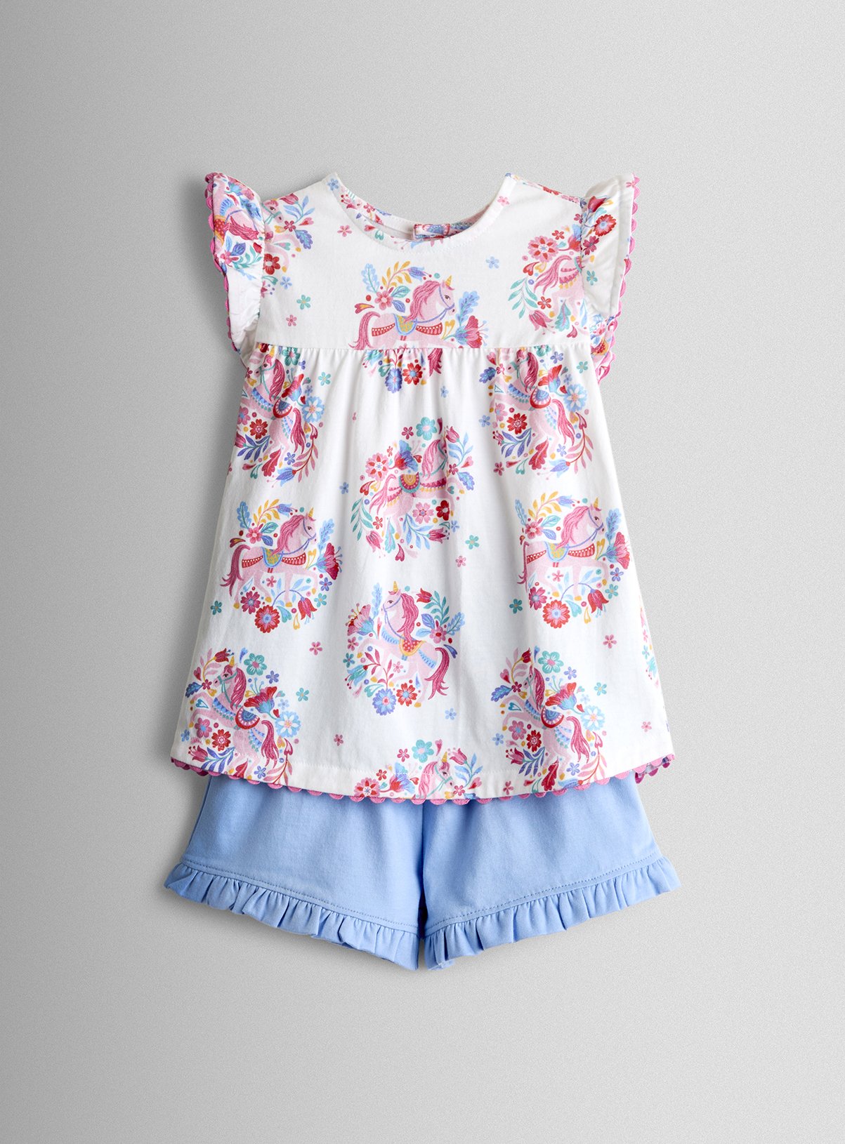 JOJO MAMAN BÉBÉ Unicorn Fill Sleeve Top and Short Set