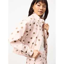 Pink Polka Dot Funnel Neck Bomber Jacket 22
