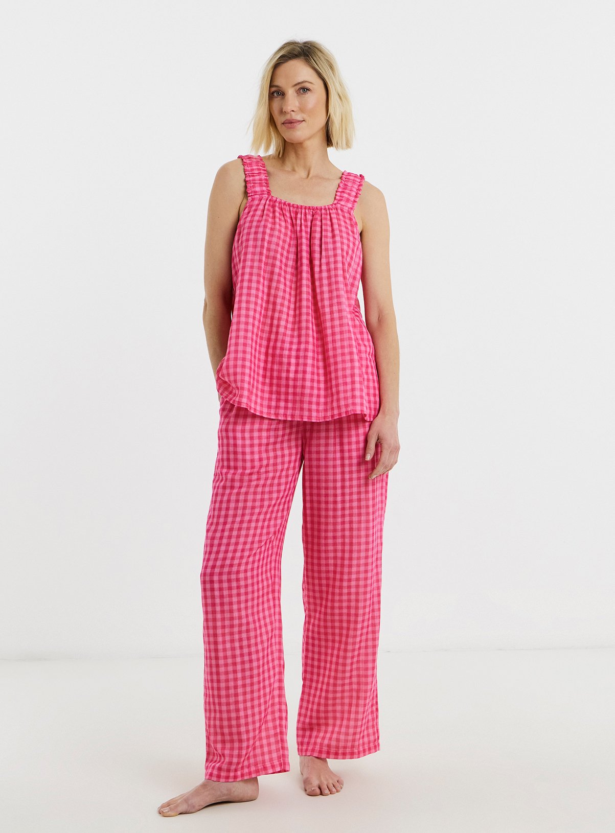 SIMPLY BE Pretty Secrets Gingham Cami Pyjama Set 18