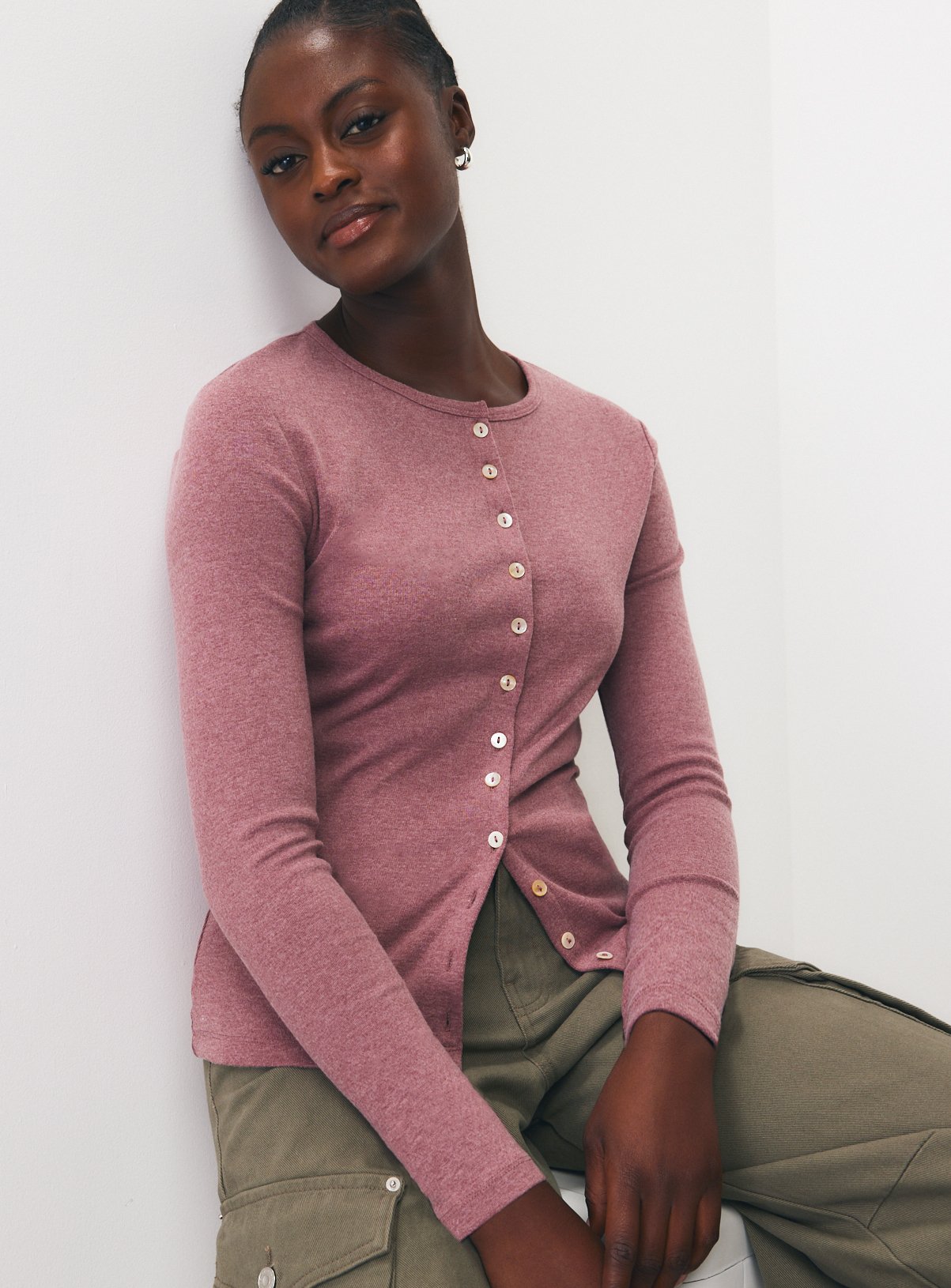Crewneck Button-Through Top 