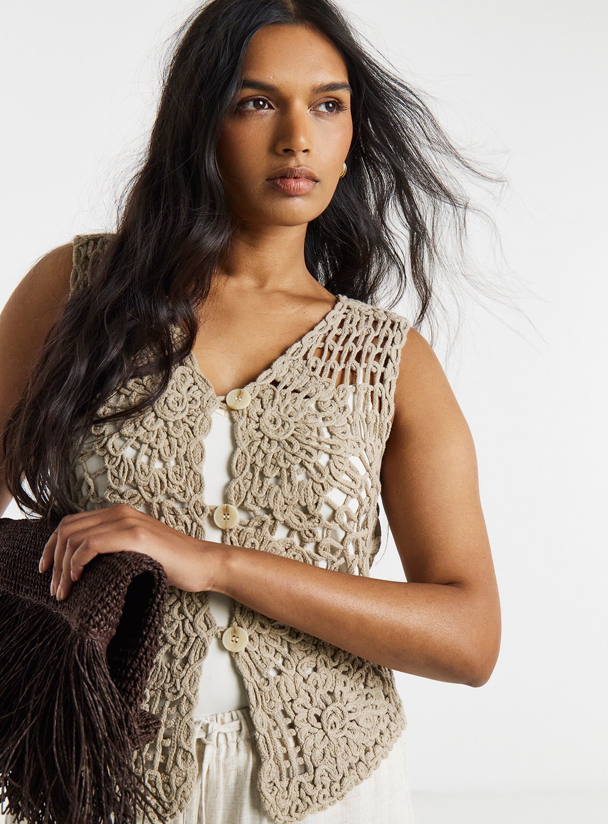 SIMPLY BE  Crochet Knitted Vest 