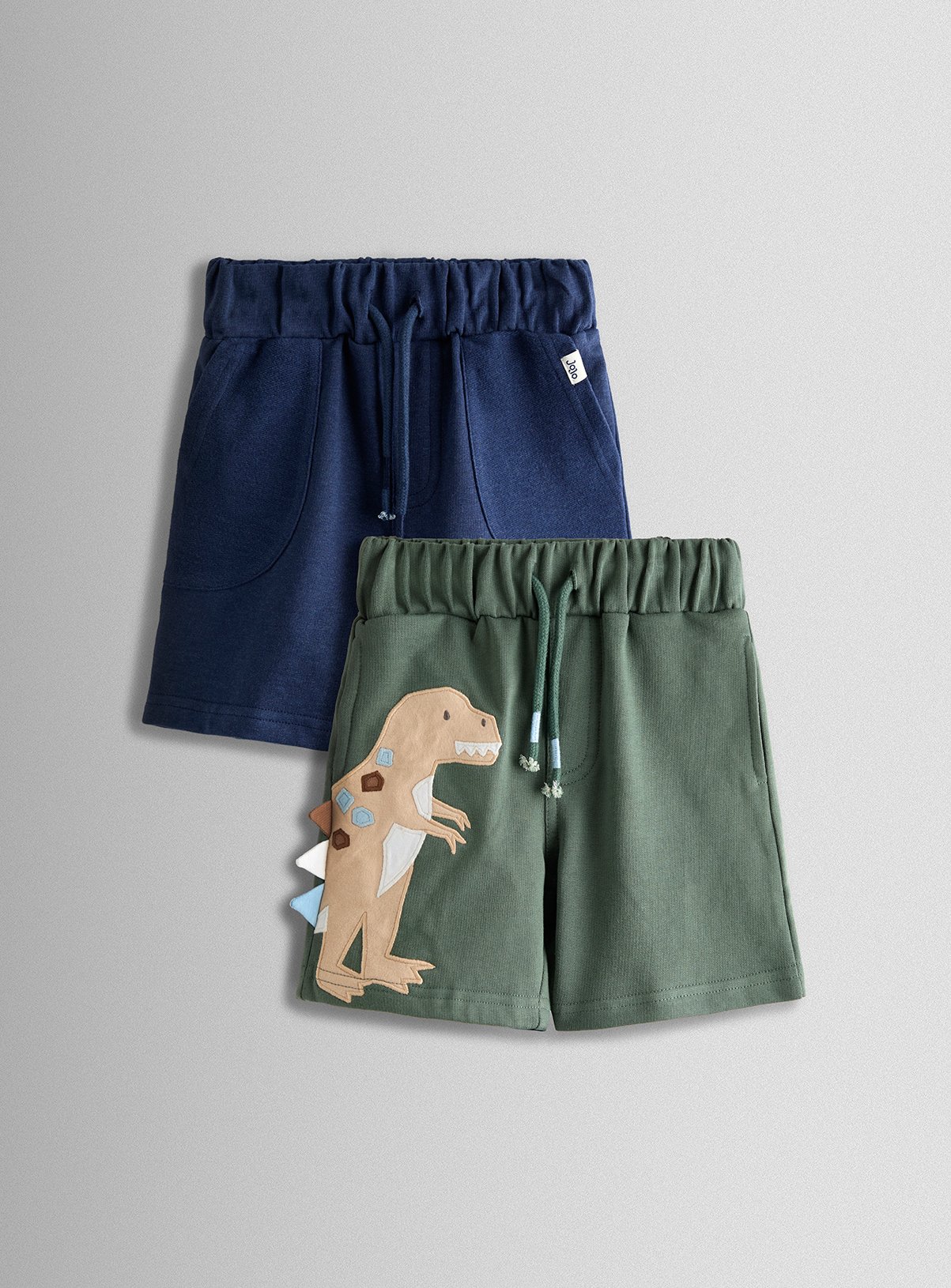 JOJO MAMAN BÉBÉ 2 Pack Dino Applique and Plain Shorts