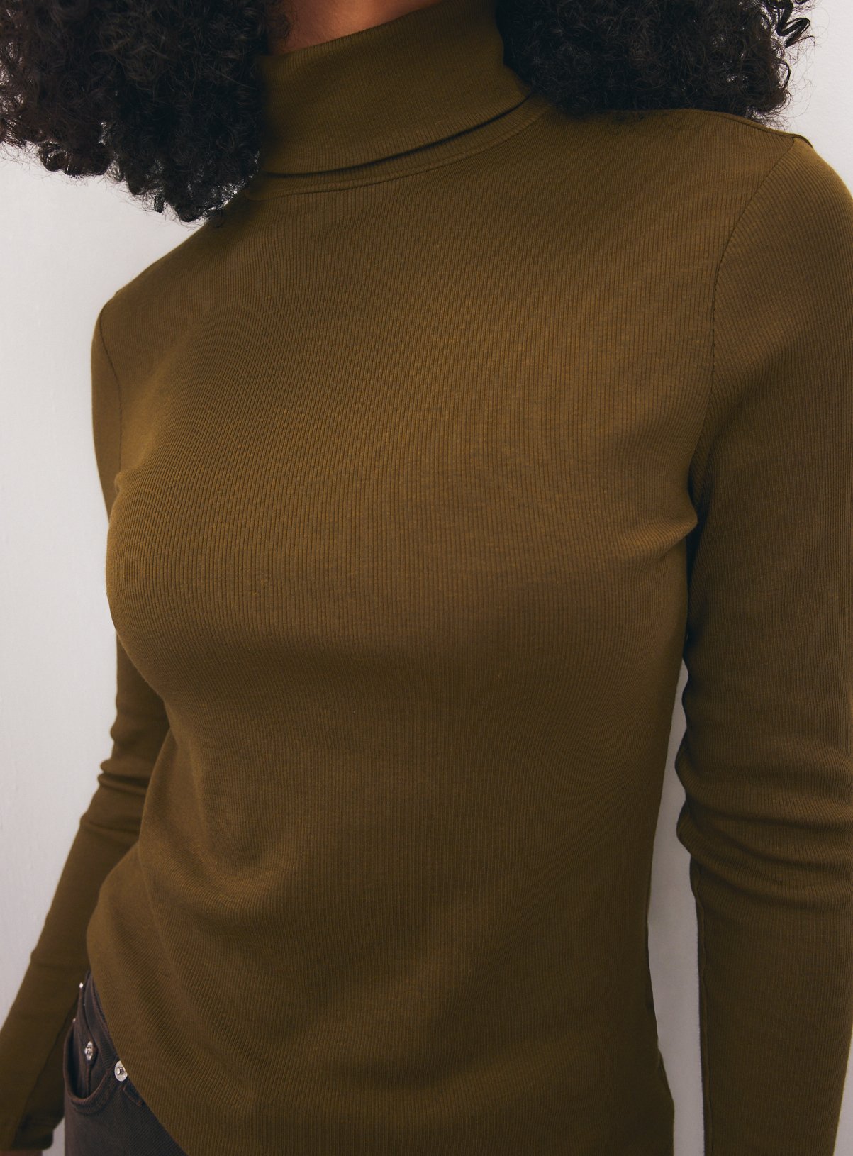 Plain Modal Rib Roll Neck Top 