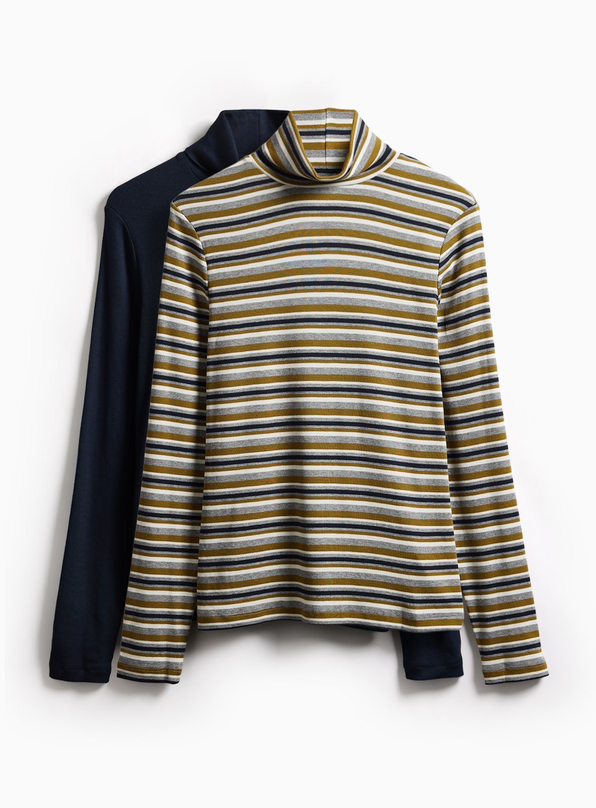 Ribbed Roll Neck Tops 2-Pack 