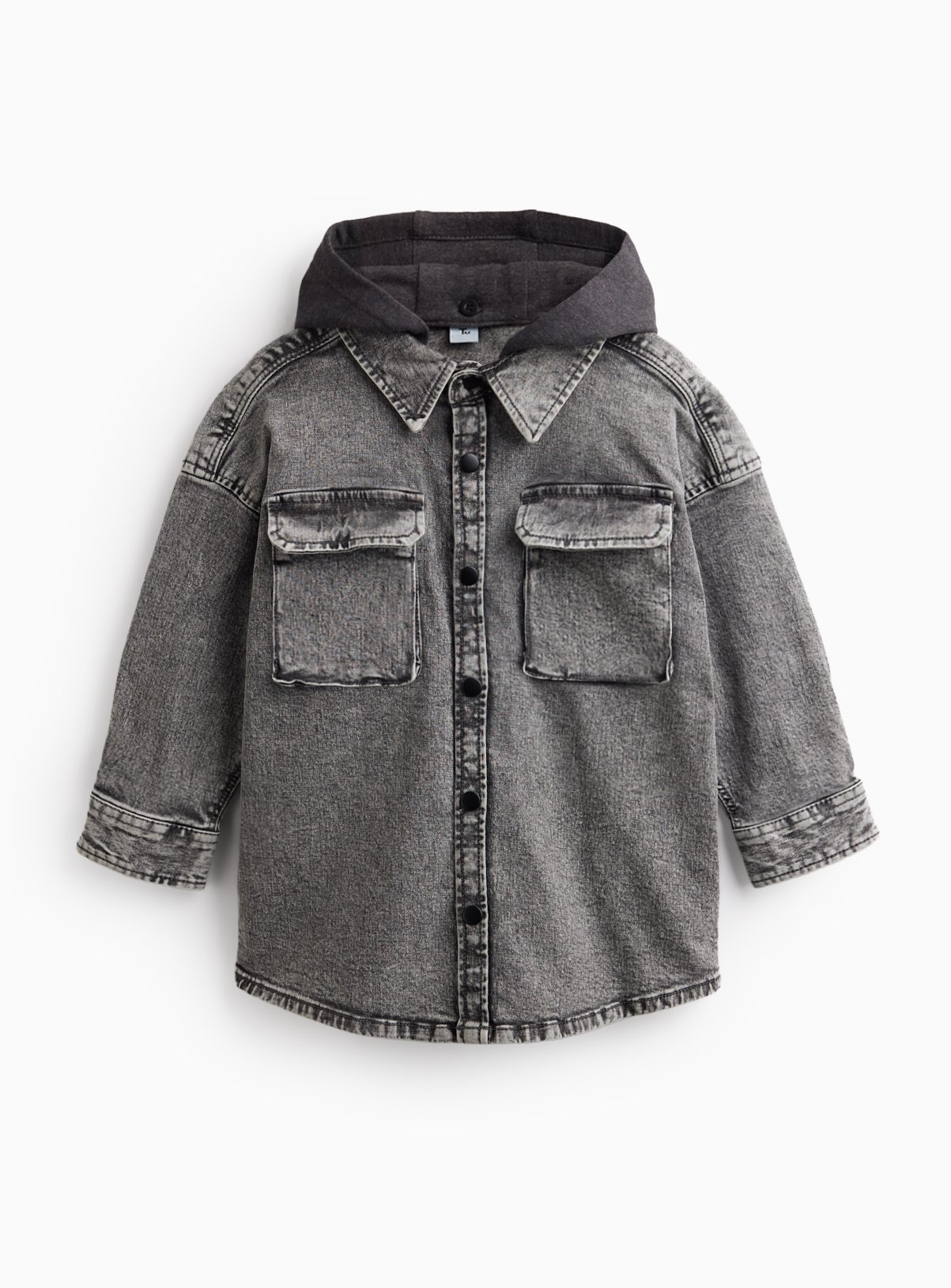 Grey Denim Hooded Shirt 