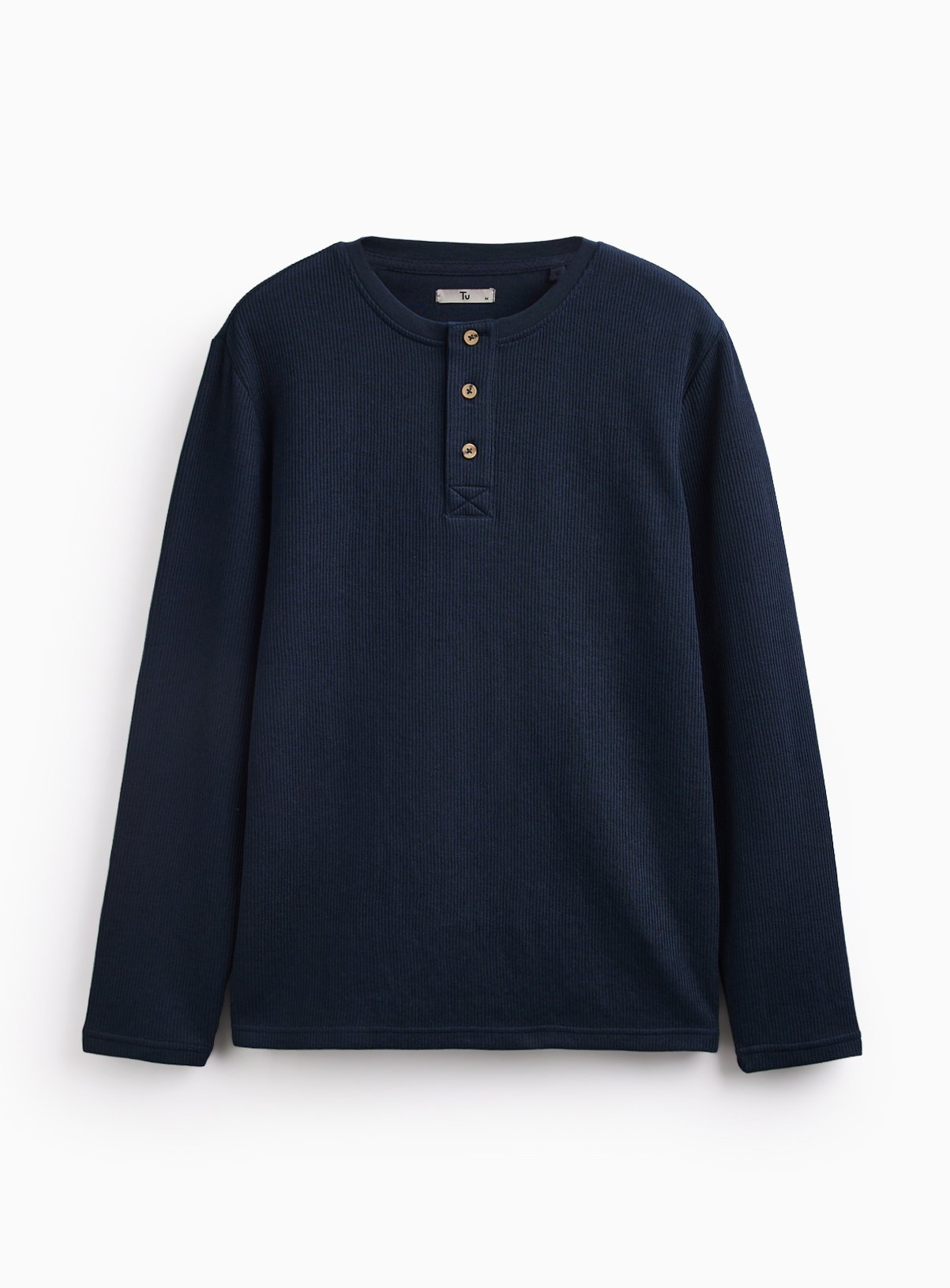 Long-Sleeved Grandad Collar Top 
