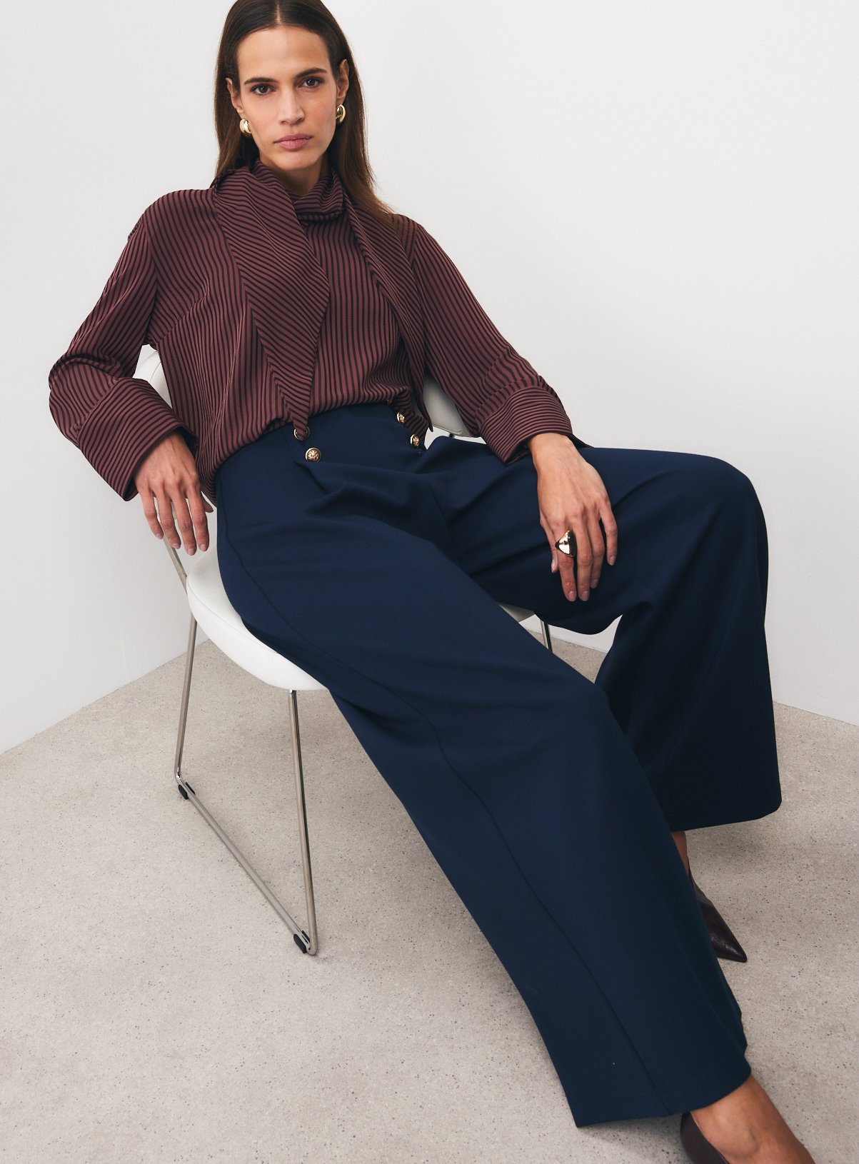 Military Button Detail Ponte Trousers 