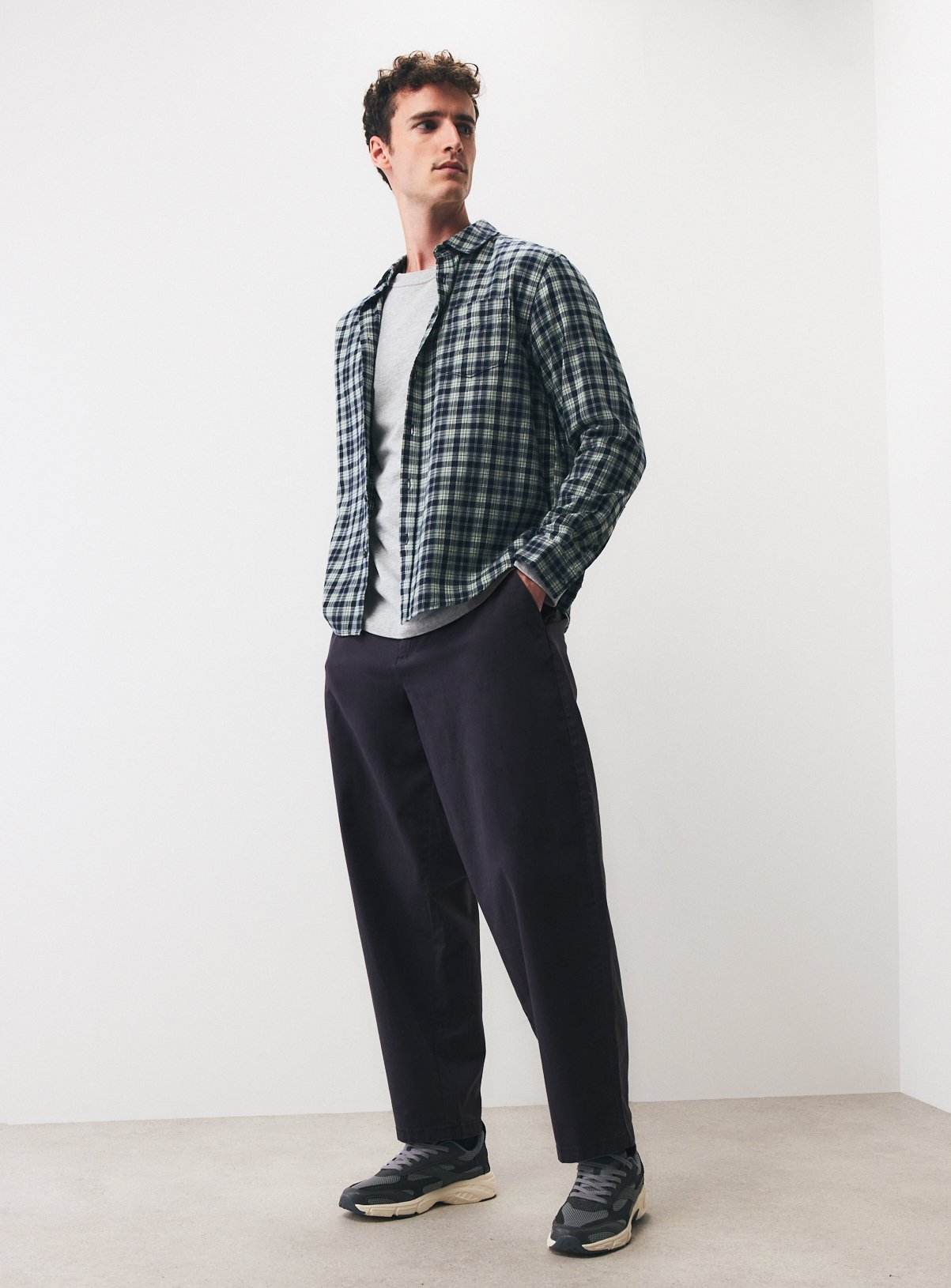 Charcoal Barrel Leg Trousers 