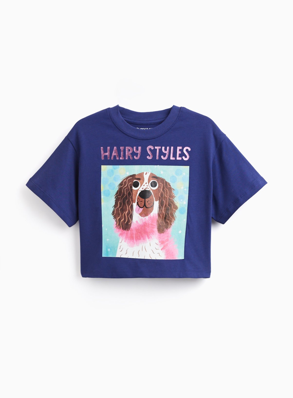 Navy Hairy Styles Graphic T-Shirt 8 years