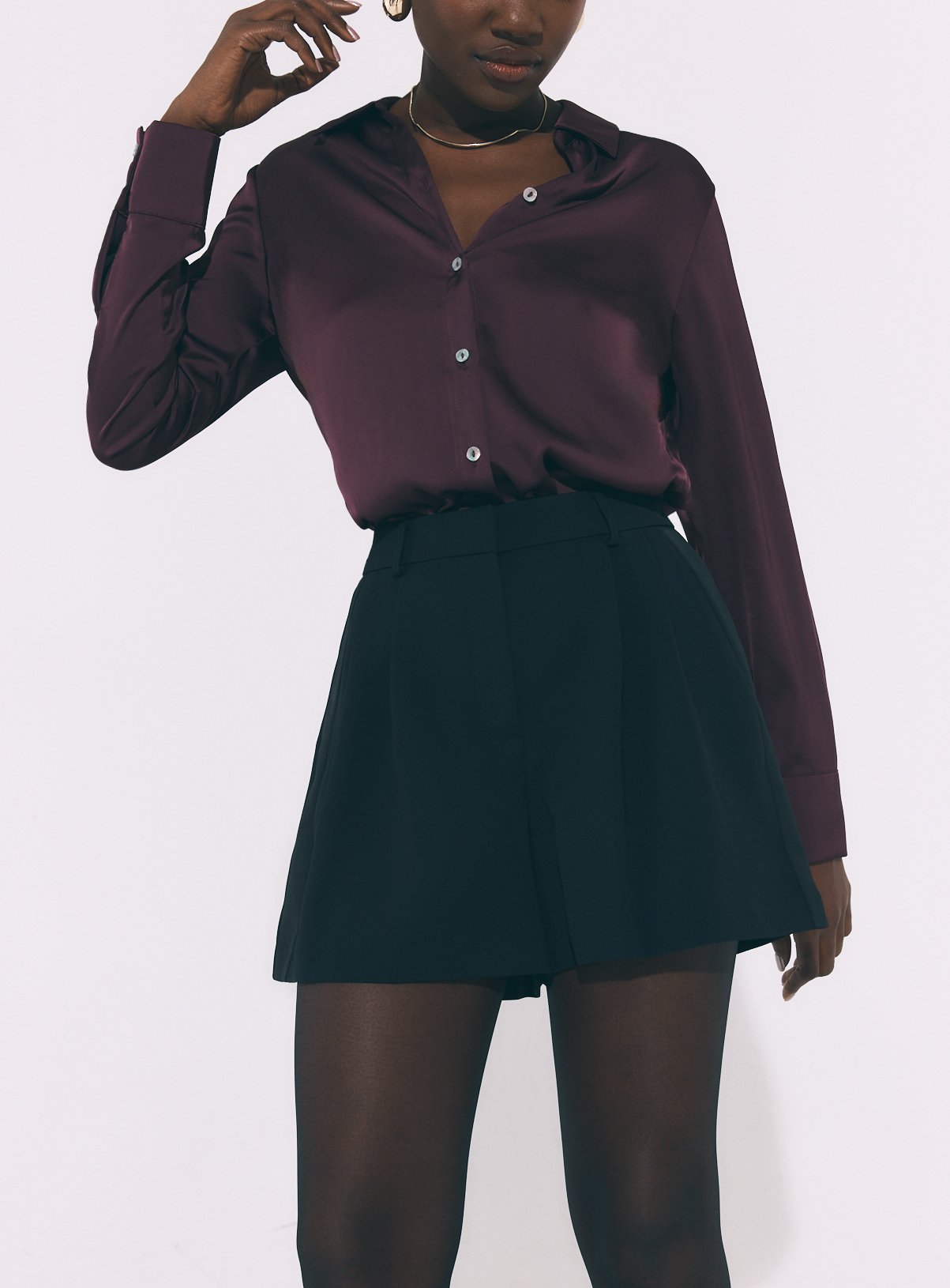 Black Satin Side Stripe Contrast Shorts 
