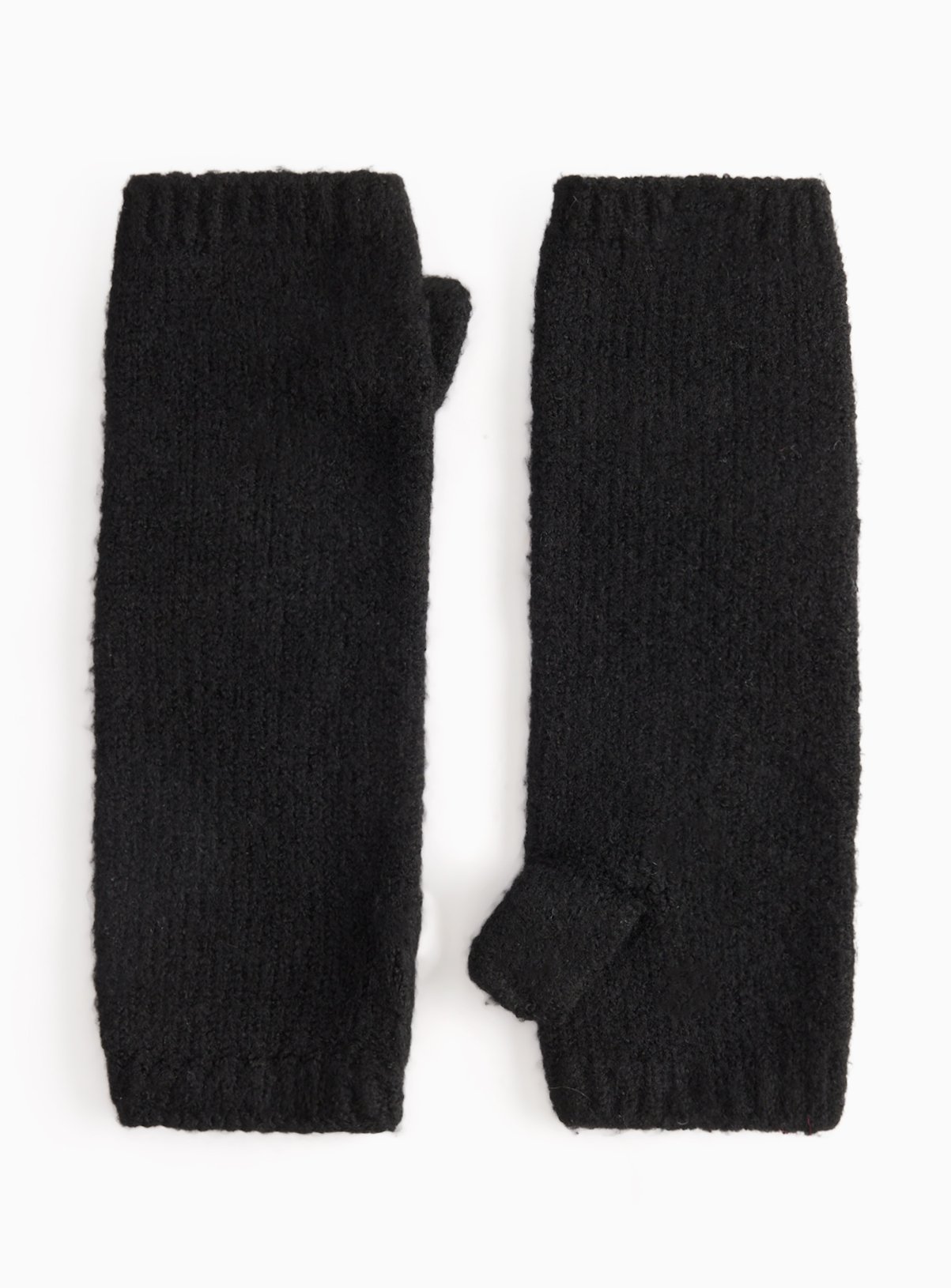 Black Fingerless Knitted Gloves One Size