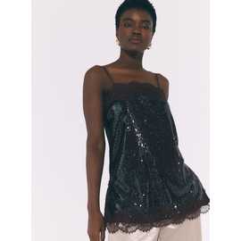 Black Sequin Lace Cami