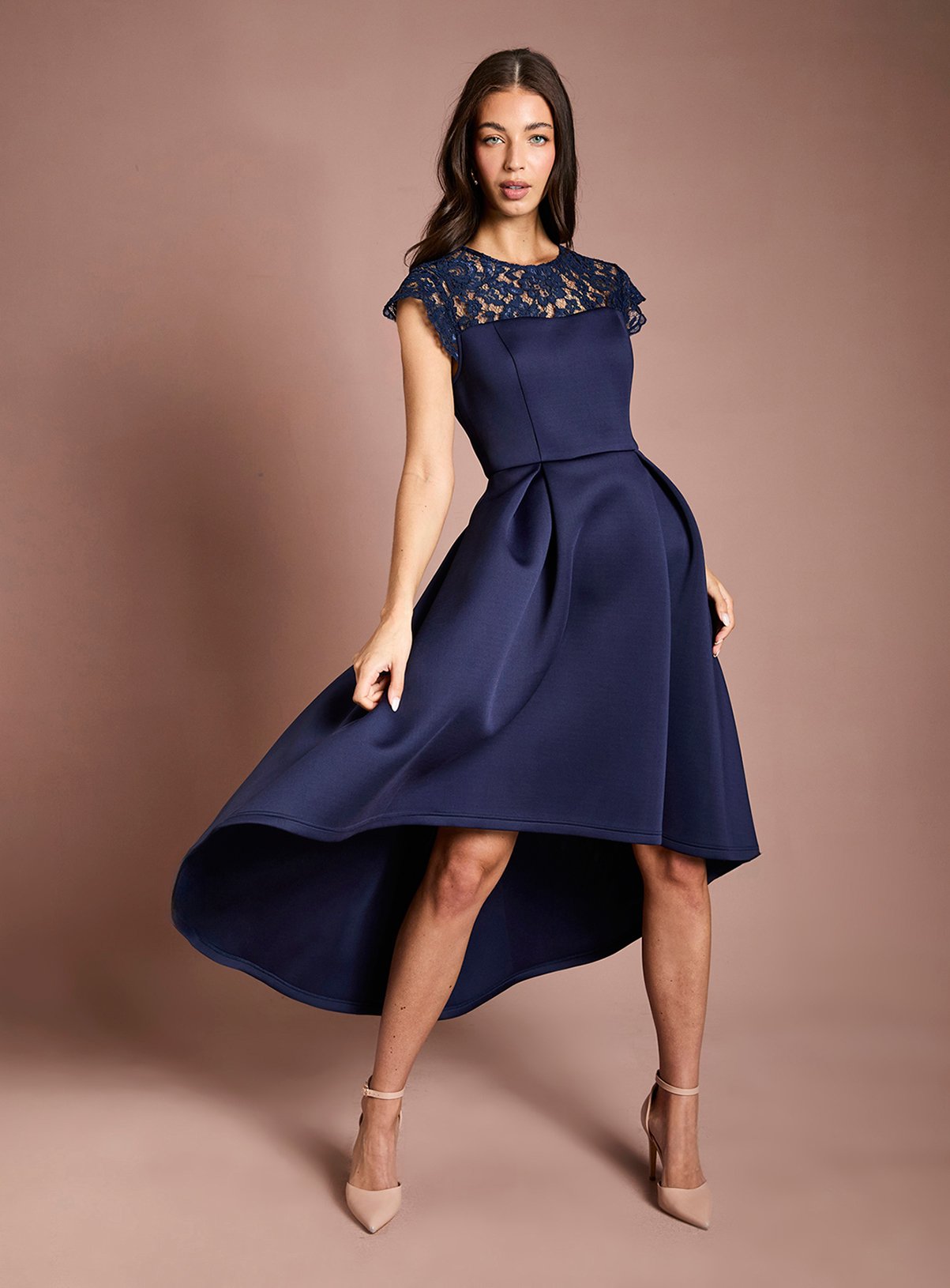 COAST Lace Top Scuba Skirt Occasion Dress Navy 16