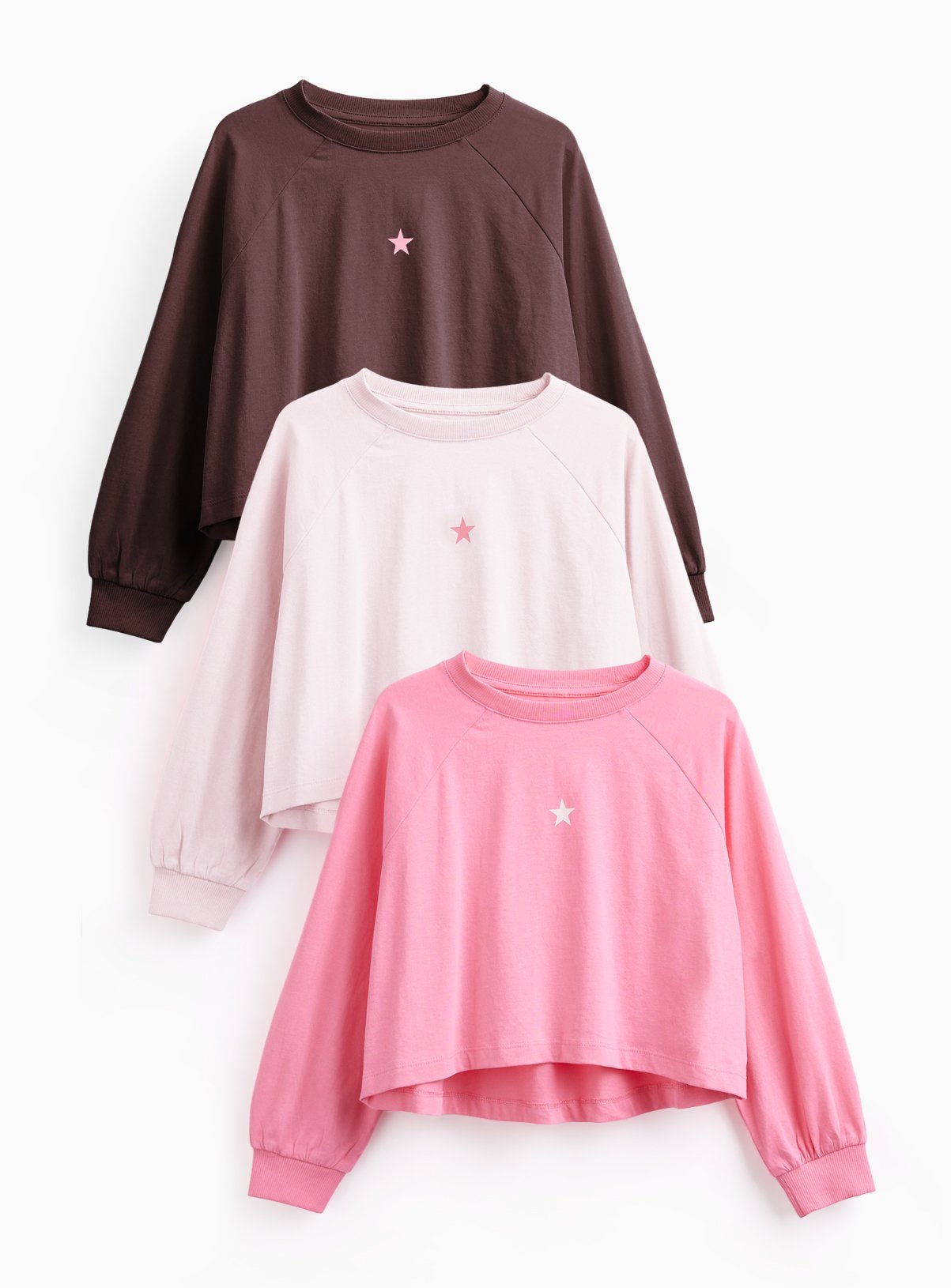Star Motif Cuffed Sleeve T-Shirts 3-Pack 11 years