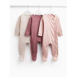 Long Sleeve Sleepsuits 3-Pack