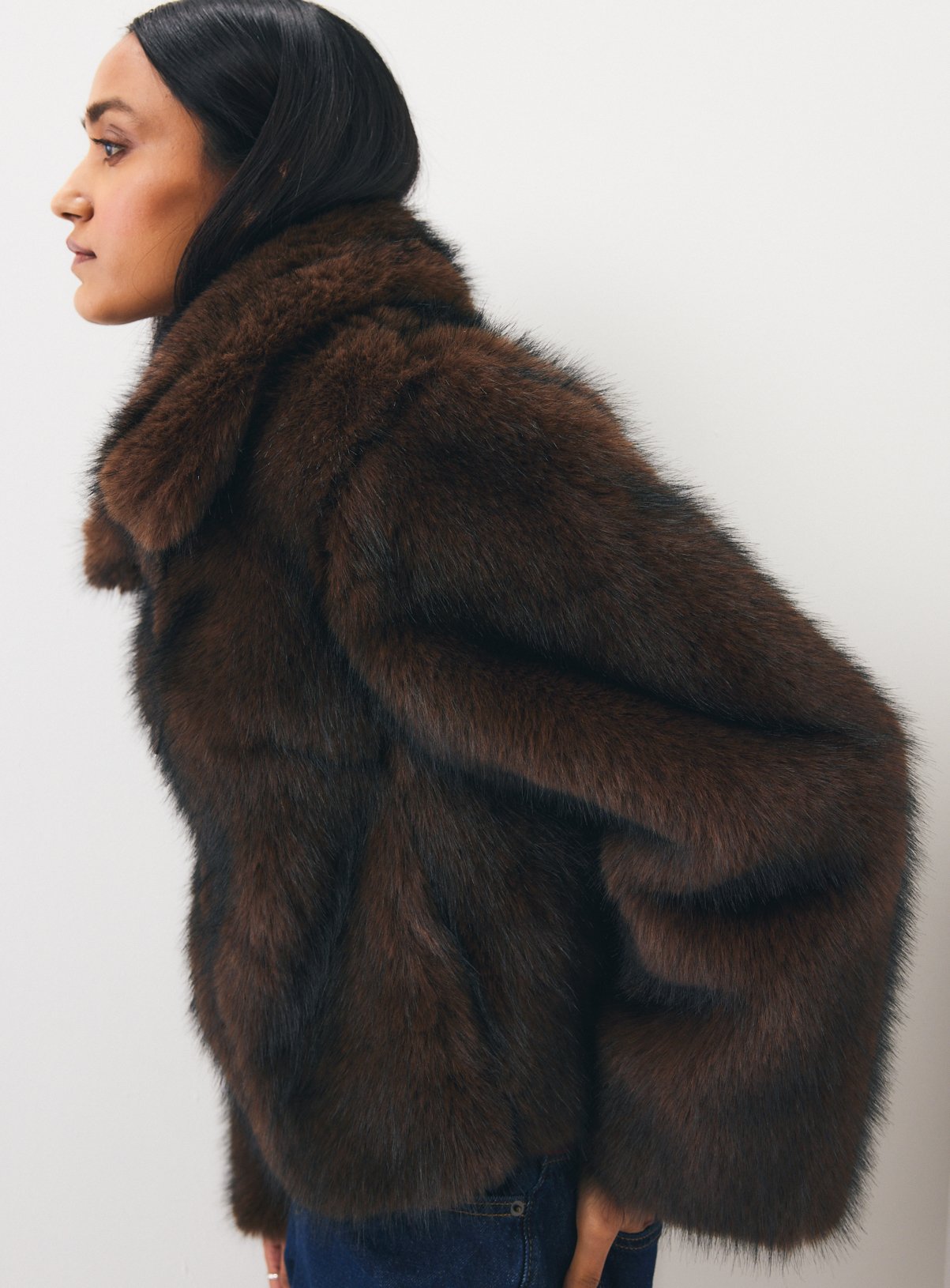 Bonded Faux Fur Zip Through Jacket 