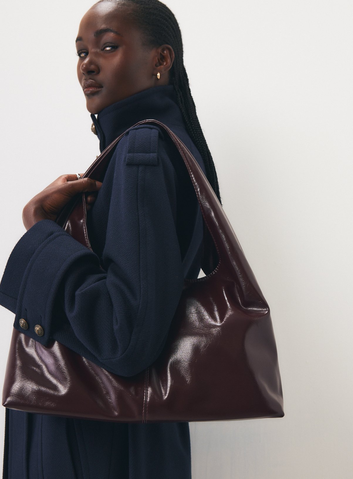 High Shine Slouch Shoulder Bag One Size