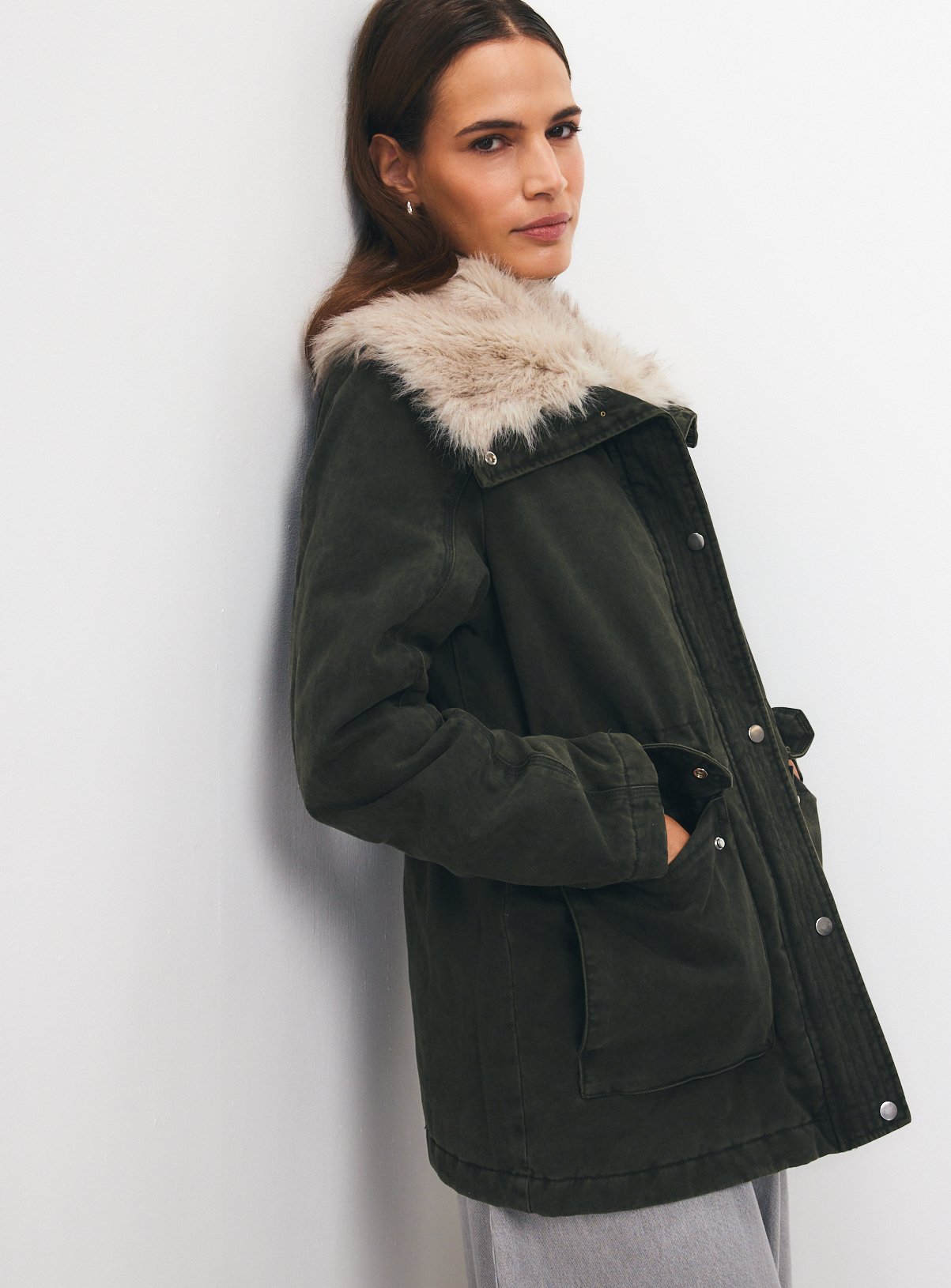Lightweight Hooded Wax Parka Jacket 