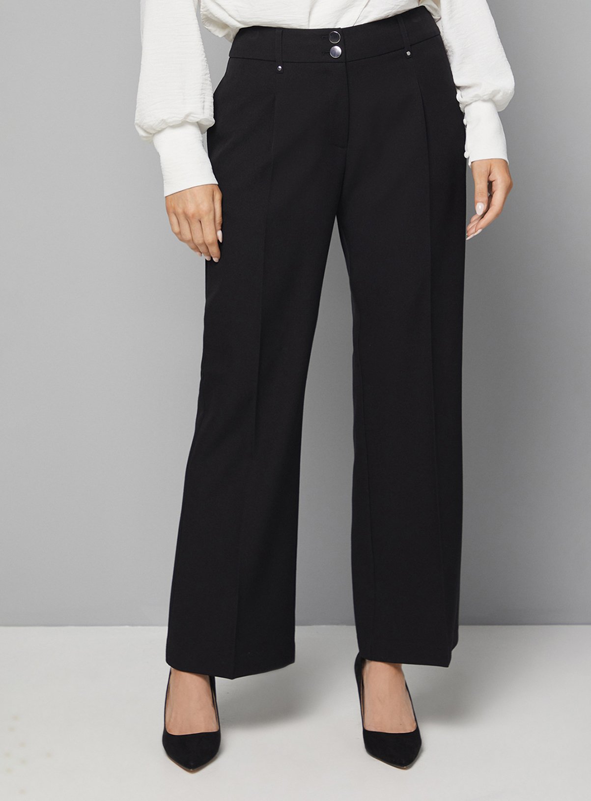 WALLIS Black Smart Wide Leg Trousers 