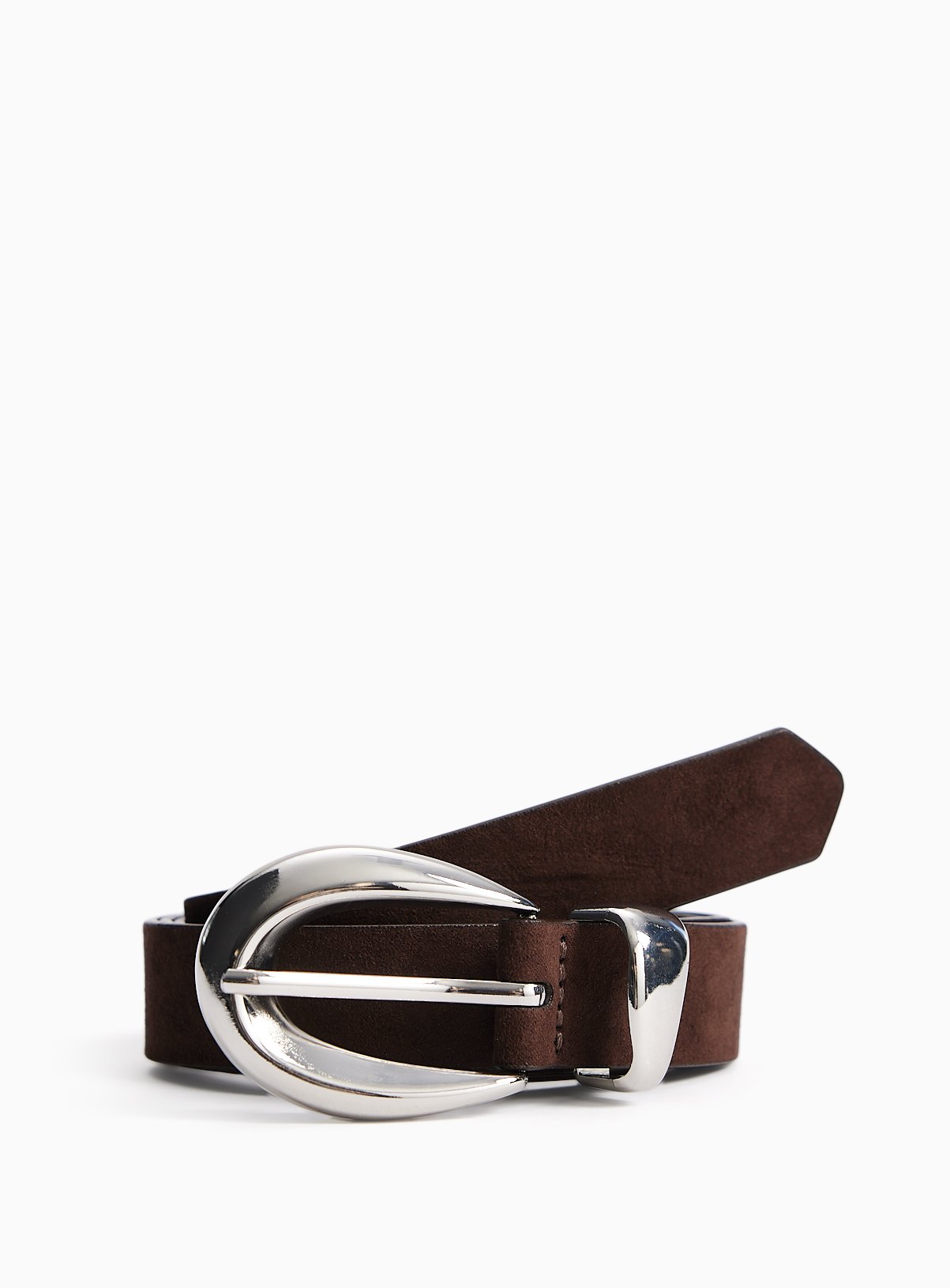 Chocolate Brown Faux Suede Chunky Buckle Belt 