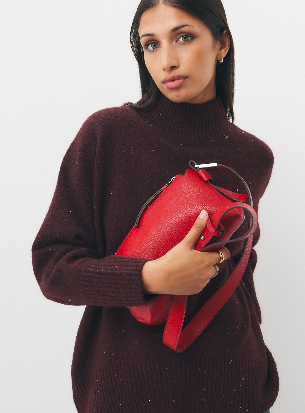 Red PVC Cross Body Handbag One Size