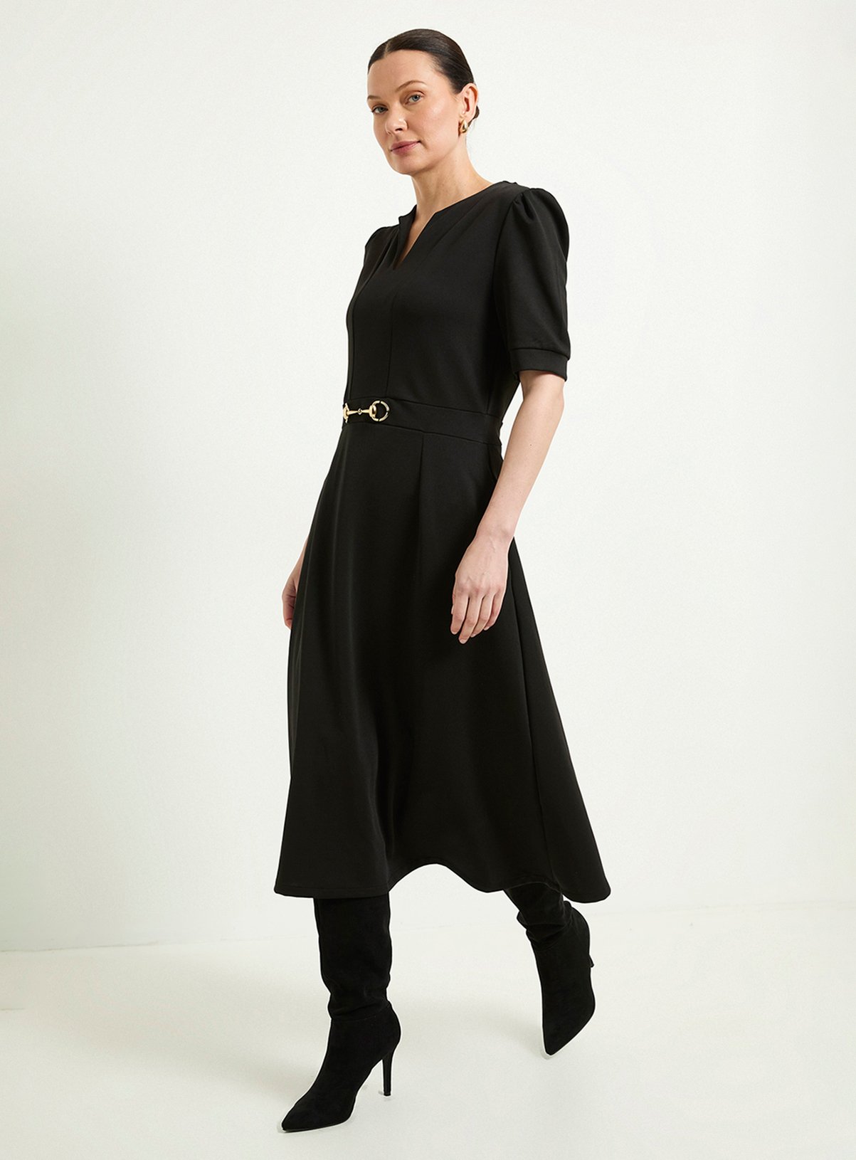 WALLIS Ponte Snaffle Trim Midi Dress 