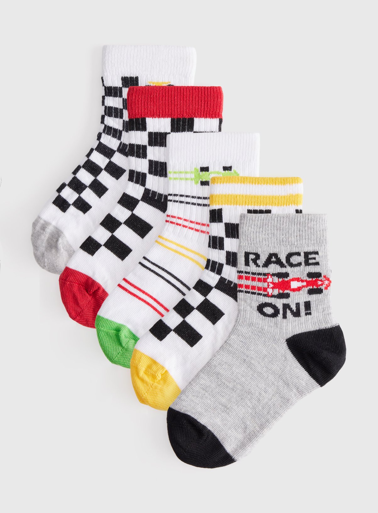 Race Cars Ankle Socks 5 Pack 