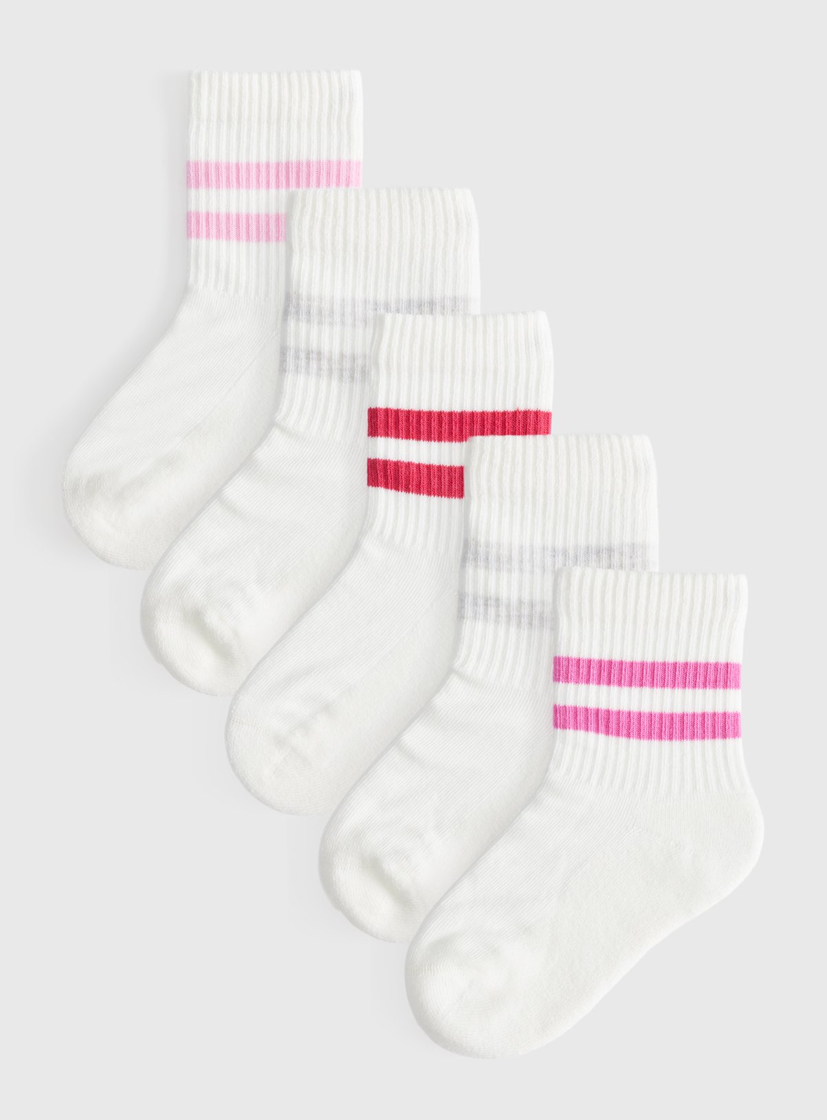 White Ribbed Sports Socks 5-Pack 
