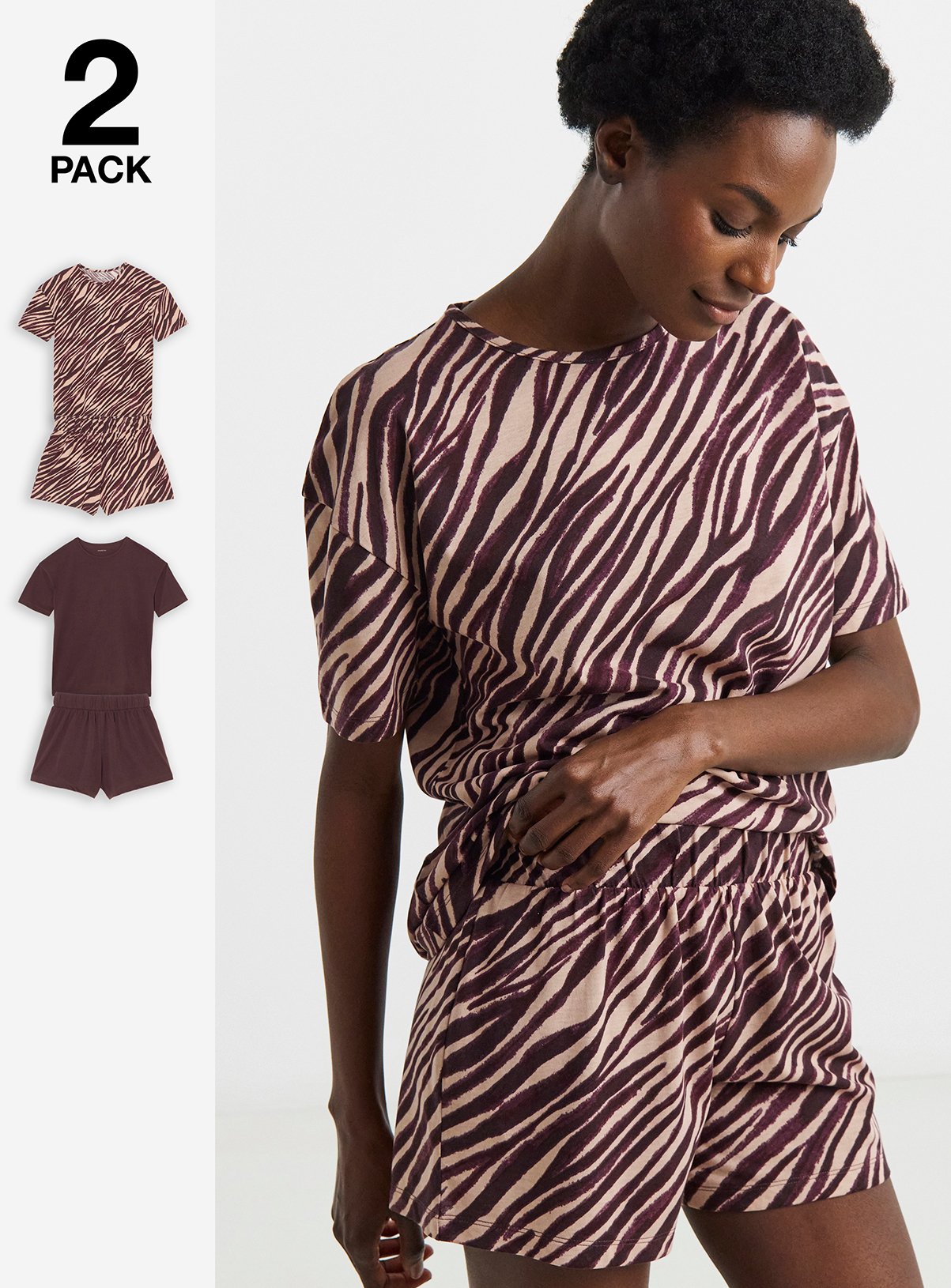 SIMPLY BE 2 Pack Animal Print Shortie Pyjamas 