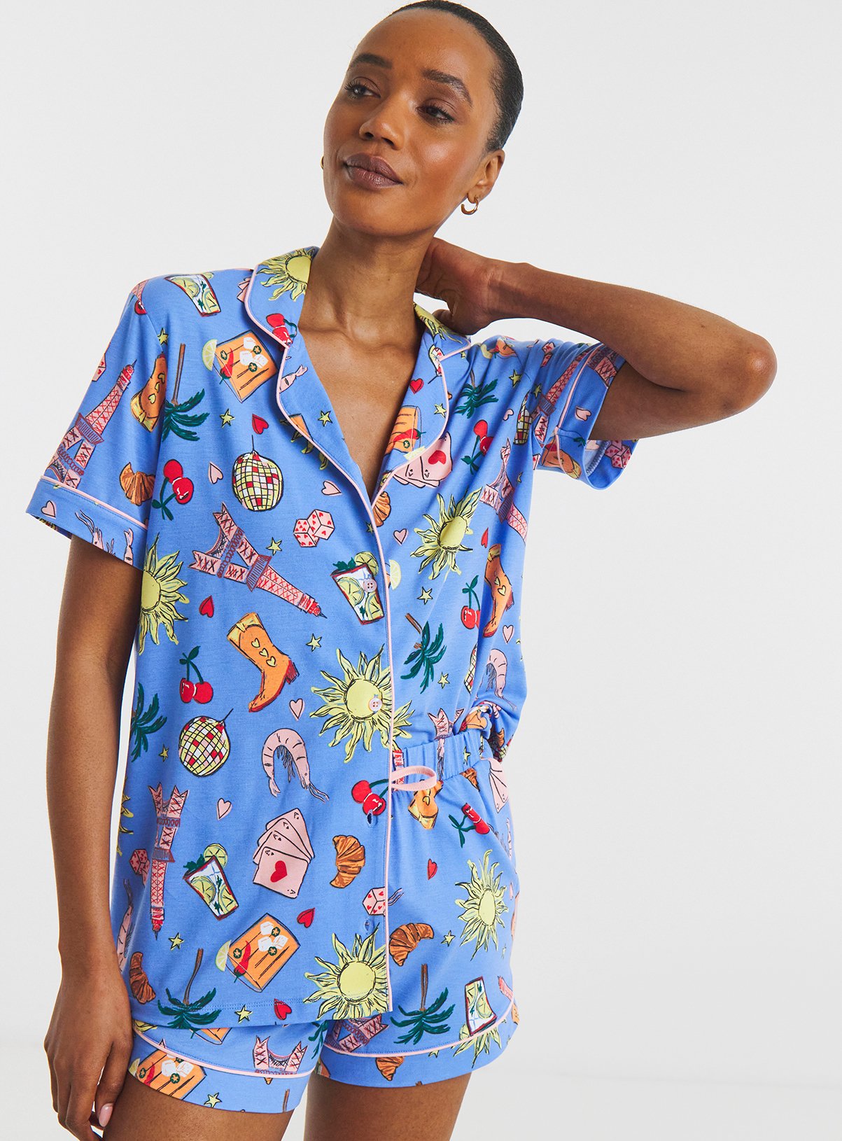 SIMPLY BE Shortie Revere Pyjama Set 