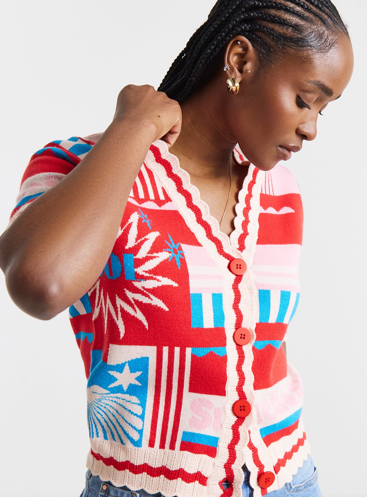 SIMPLY BE Short Sleeve Graphic Print Cardigan 