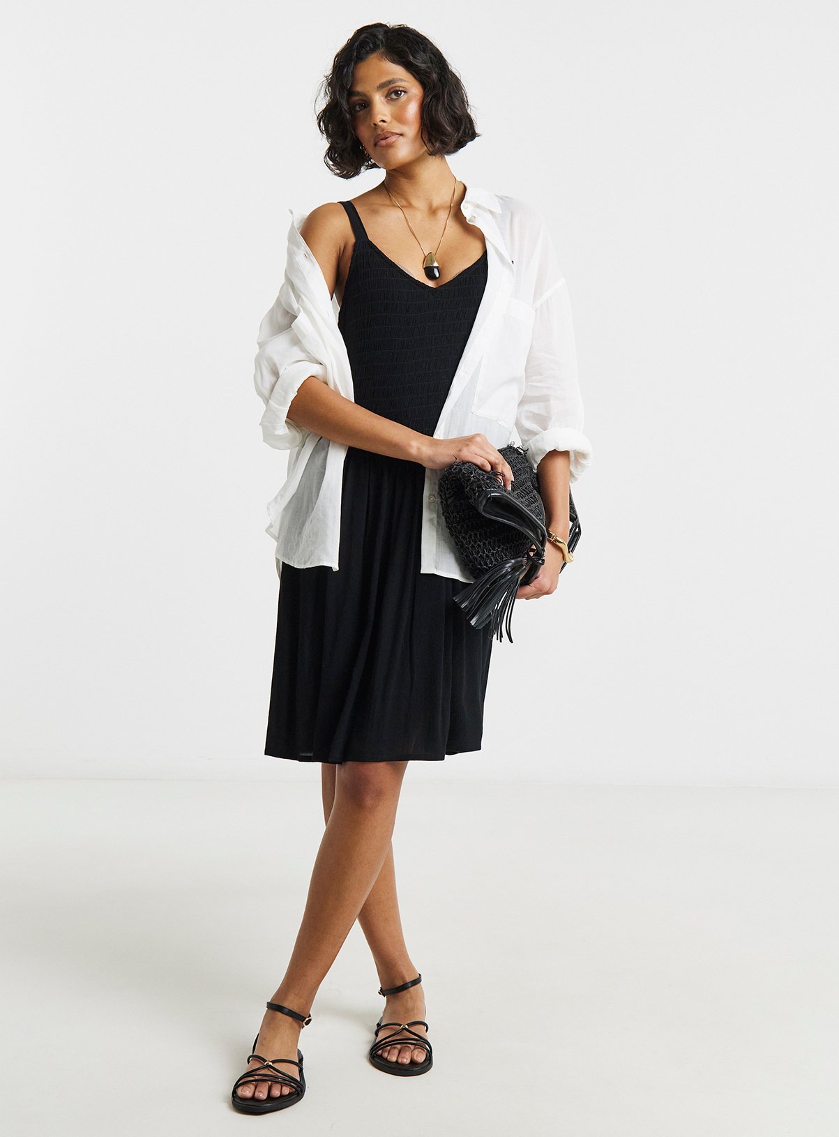 SIMPLY BE Crinkle Waist Detail Skater Dress 