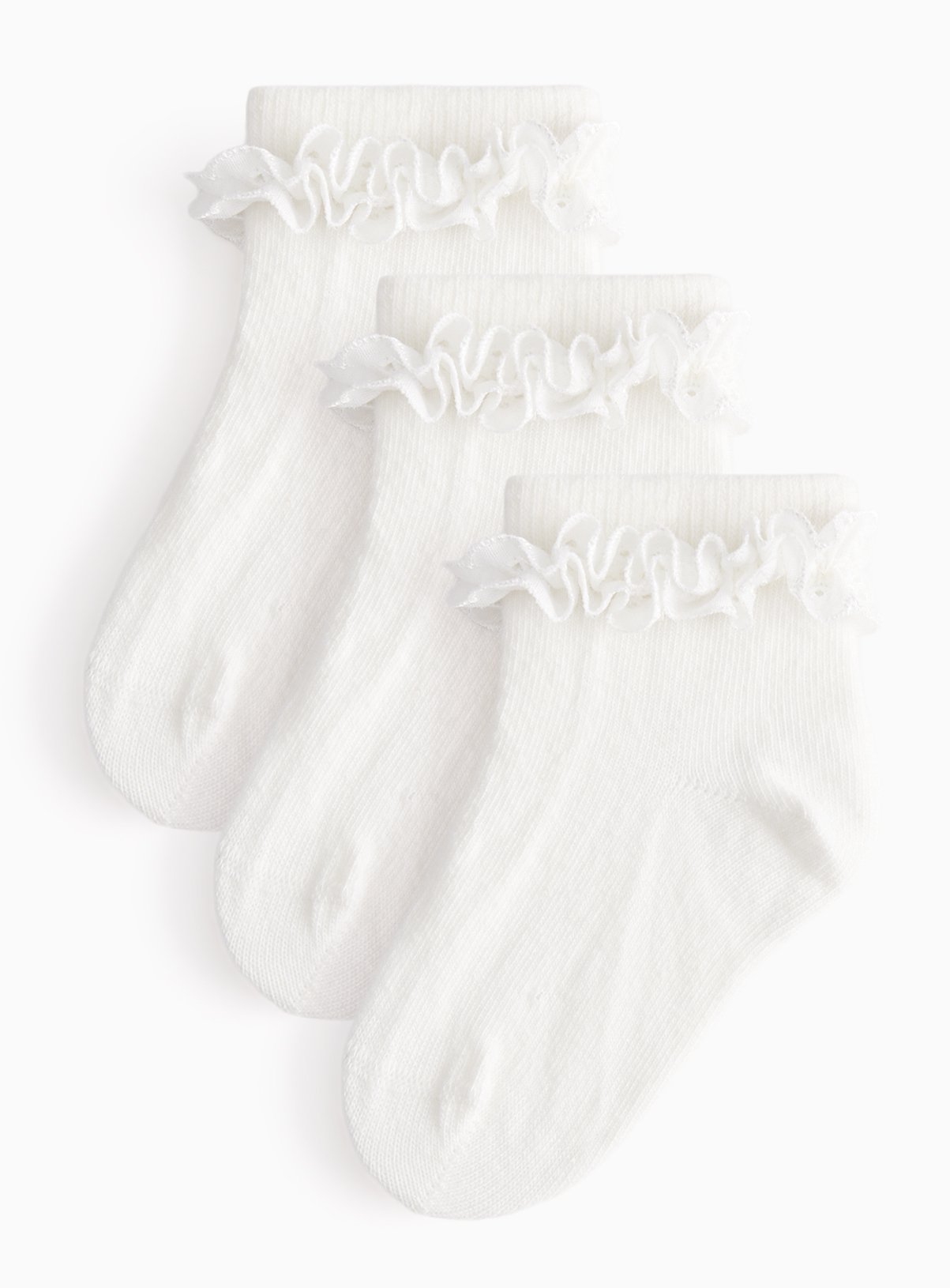 White Frilly Socks 3-Pack 