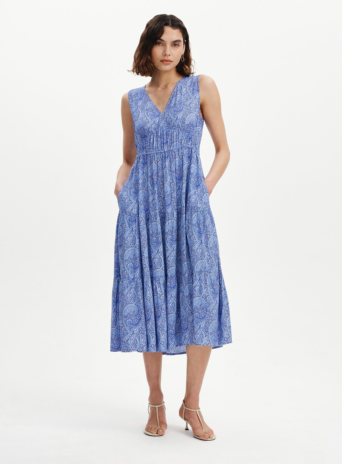 FINERY Stacey Dress Blue Paisley 8