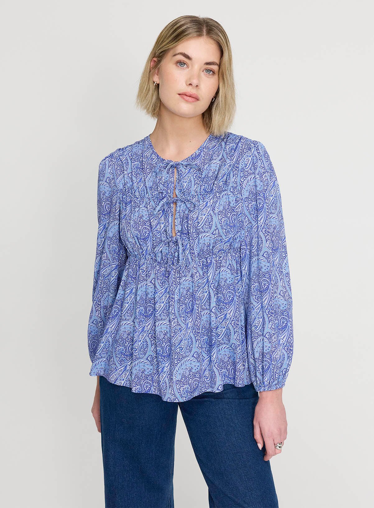 FINERY Roisin Top Blue Paisley 