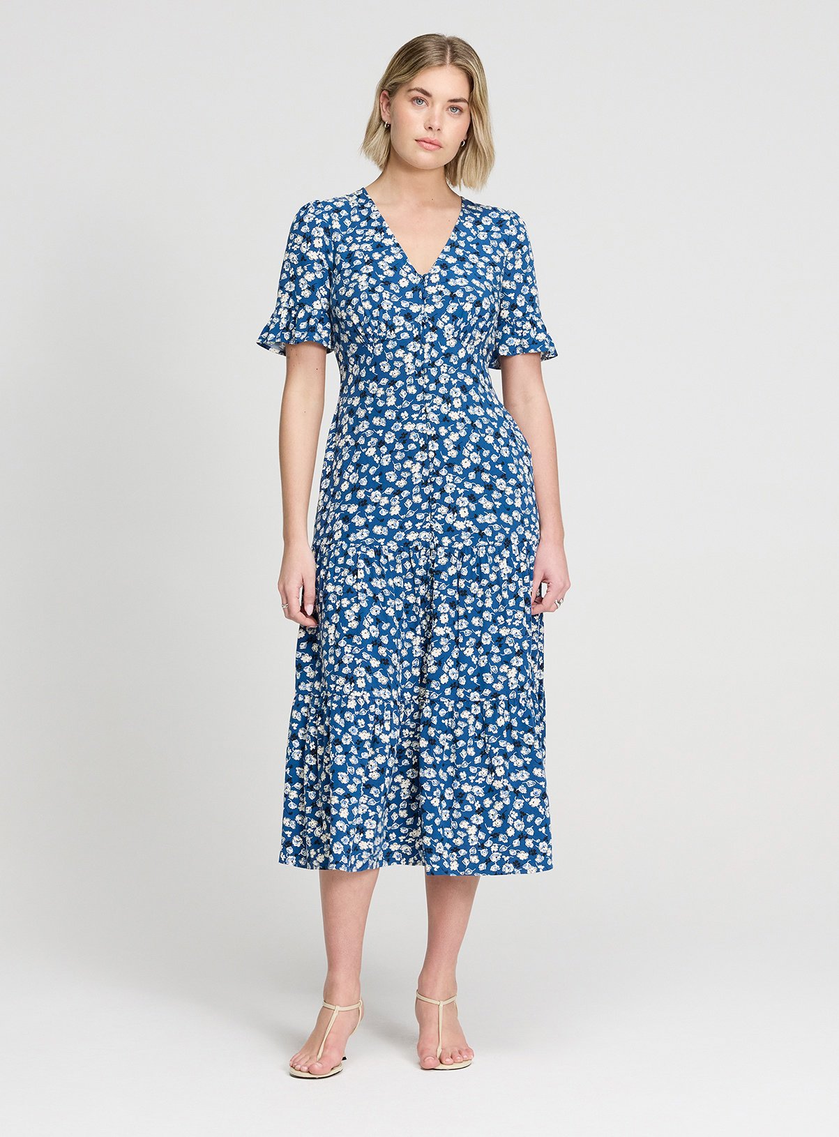 FINERY Sinead Dress Navy Ditsy 14