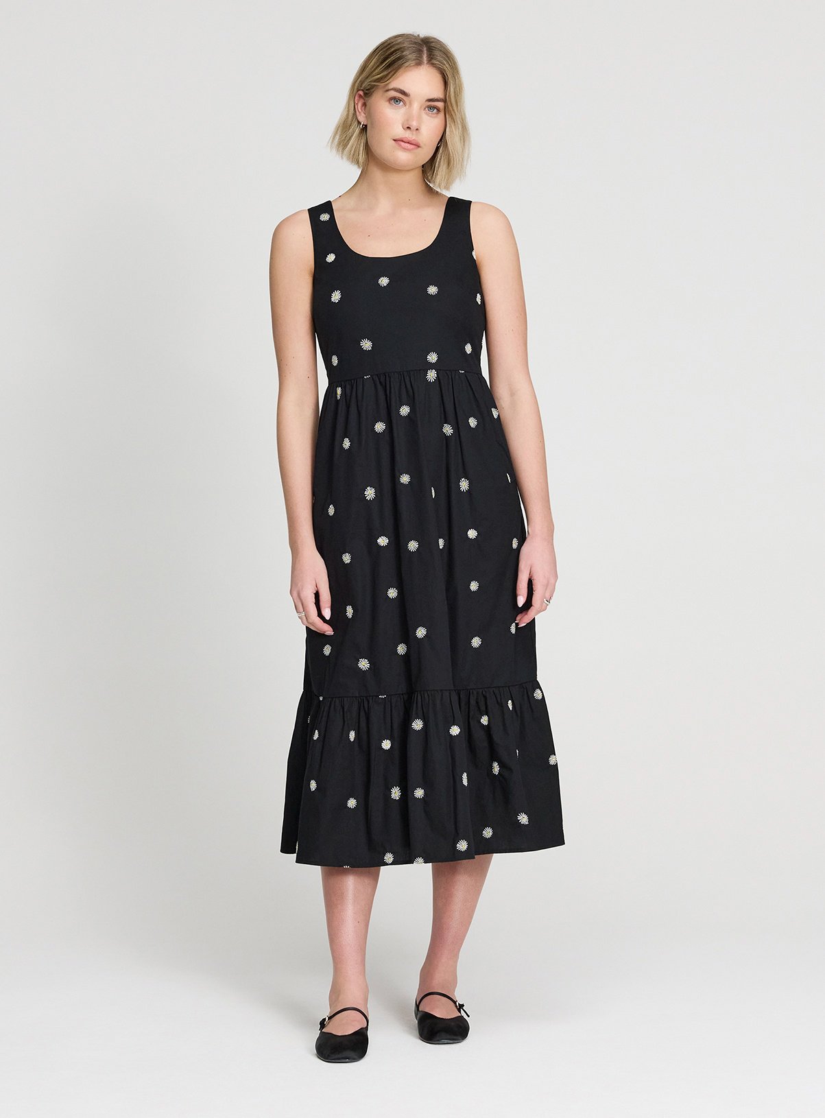 FINERY Cara Floral Embroidered Dress Black 20