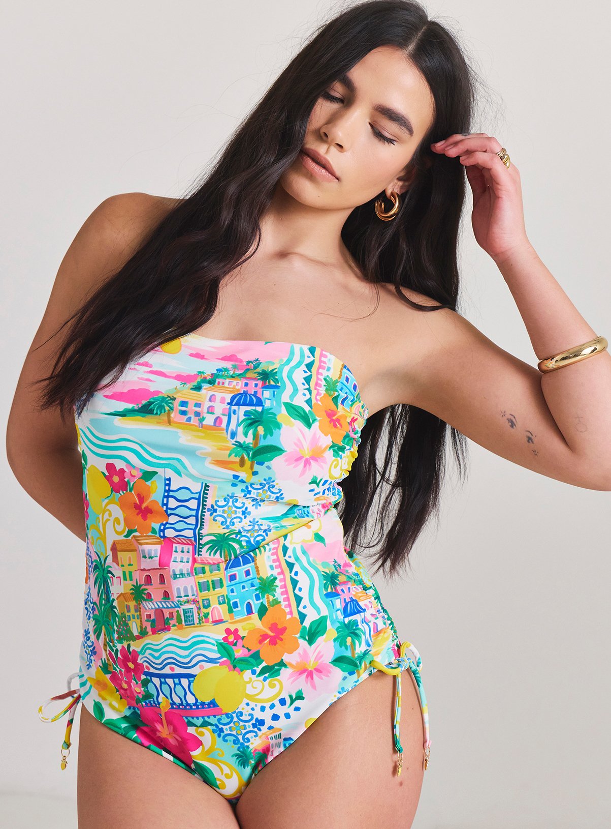 SIMPLY BE Adjustable Bandeau Swimsuit 
