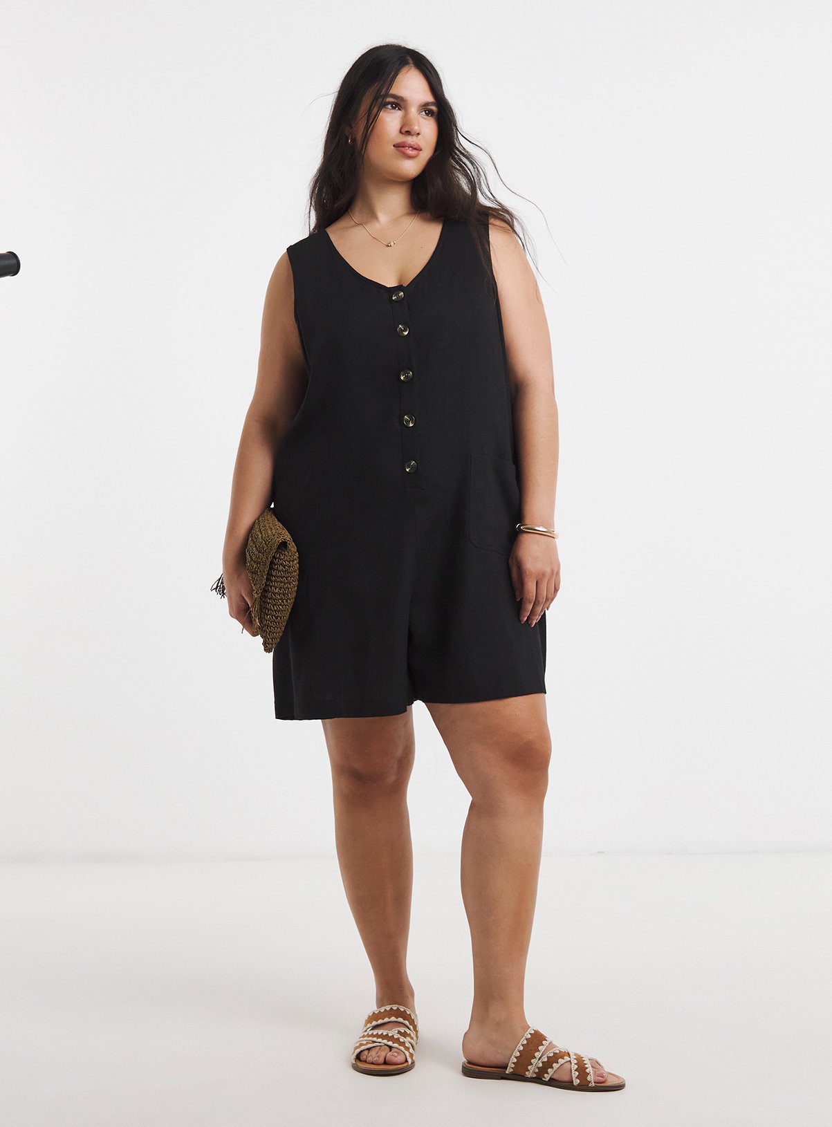 SIMPLY BE Linen Playsuit 