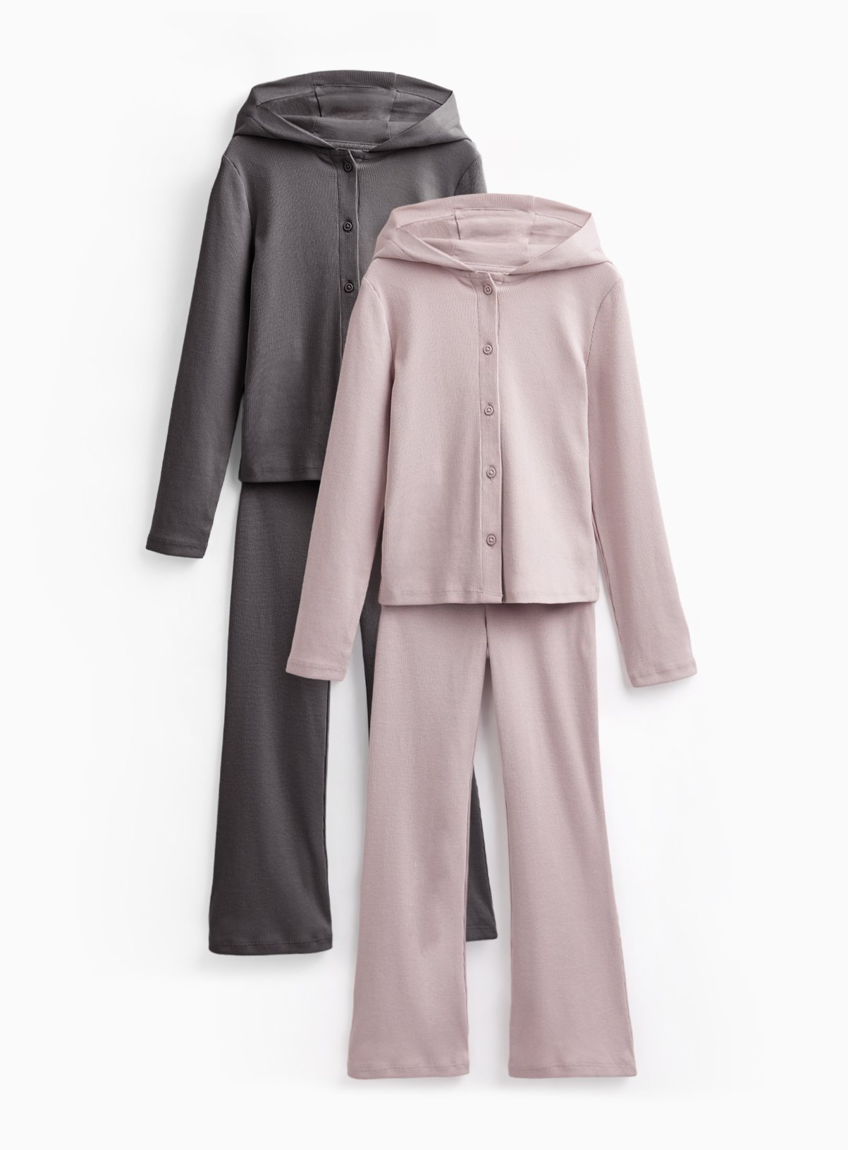Ribbed Hooded Top & Bottom Sets 2-Pack 9 years