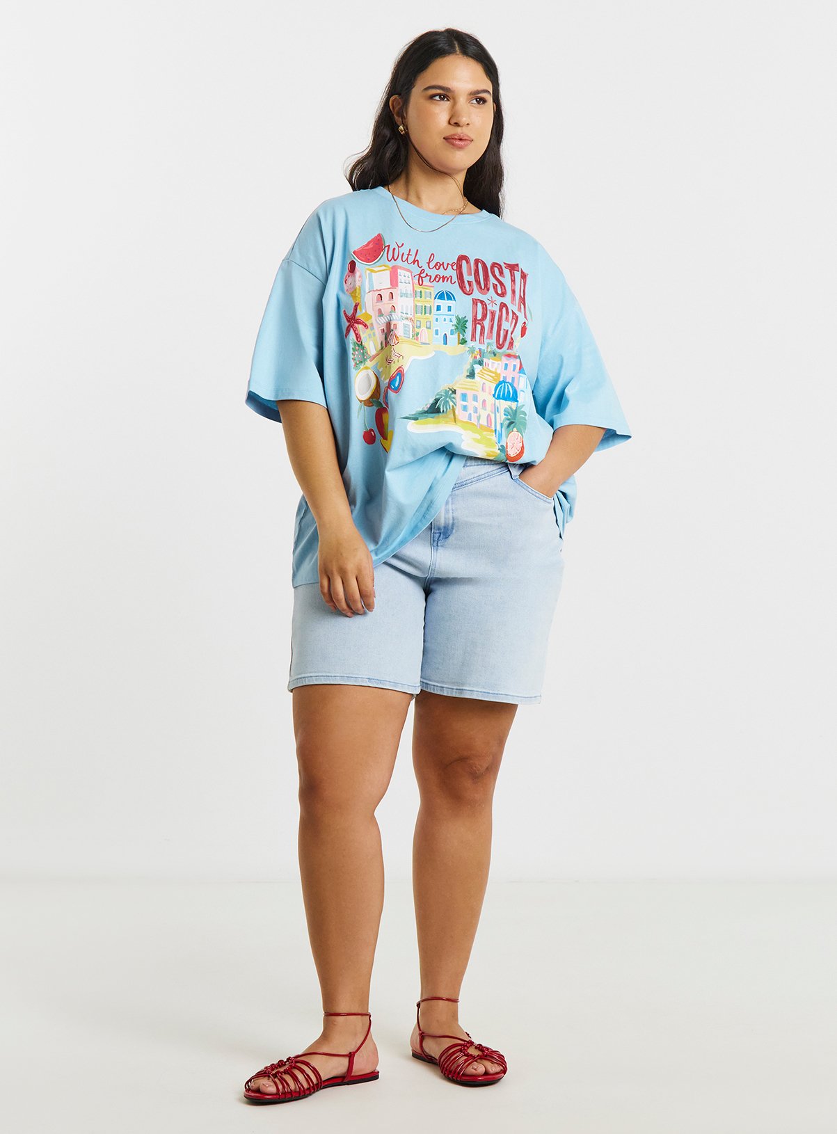 SIMPLY BE Costa Rica Graphic Oversized T-Shirt 
