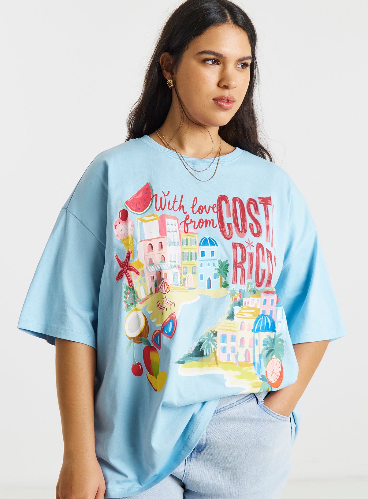 SIMPLY BE Costa Rica Graphic Oversized T-Shirt