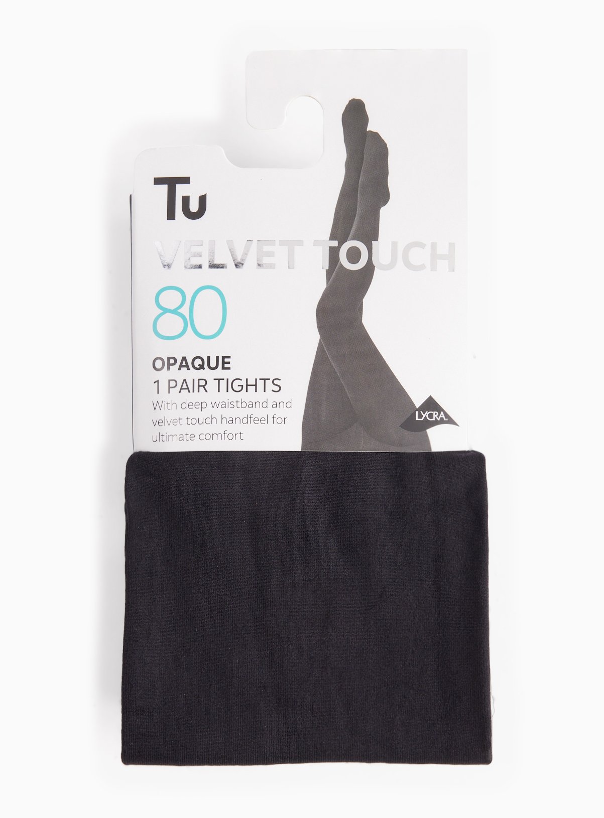 Black 80 Denier Opaque Velvet Tights 