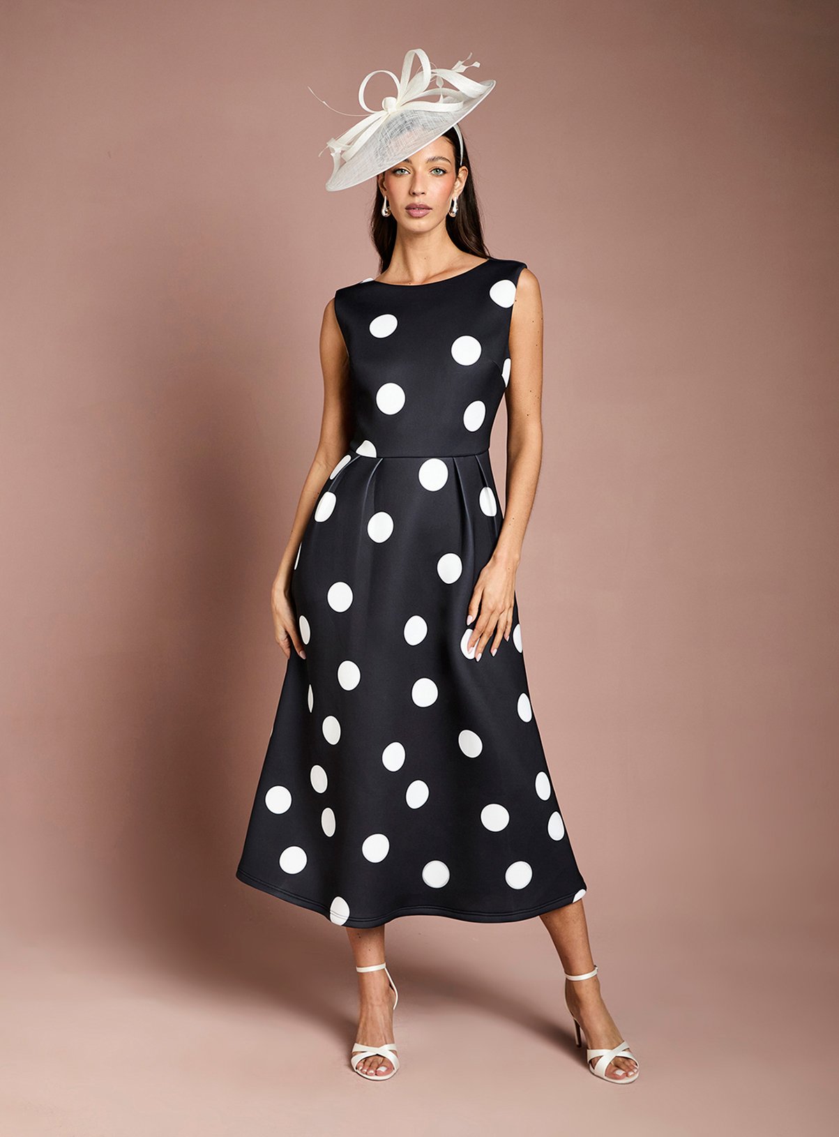 COAST Scuba Fit and Flare Spot Printed Dress 12