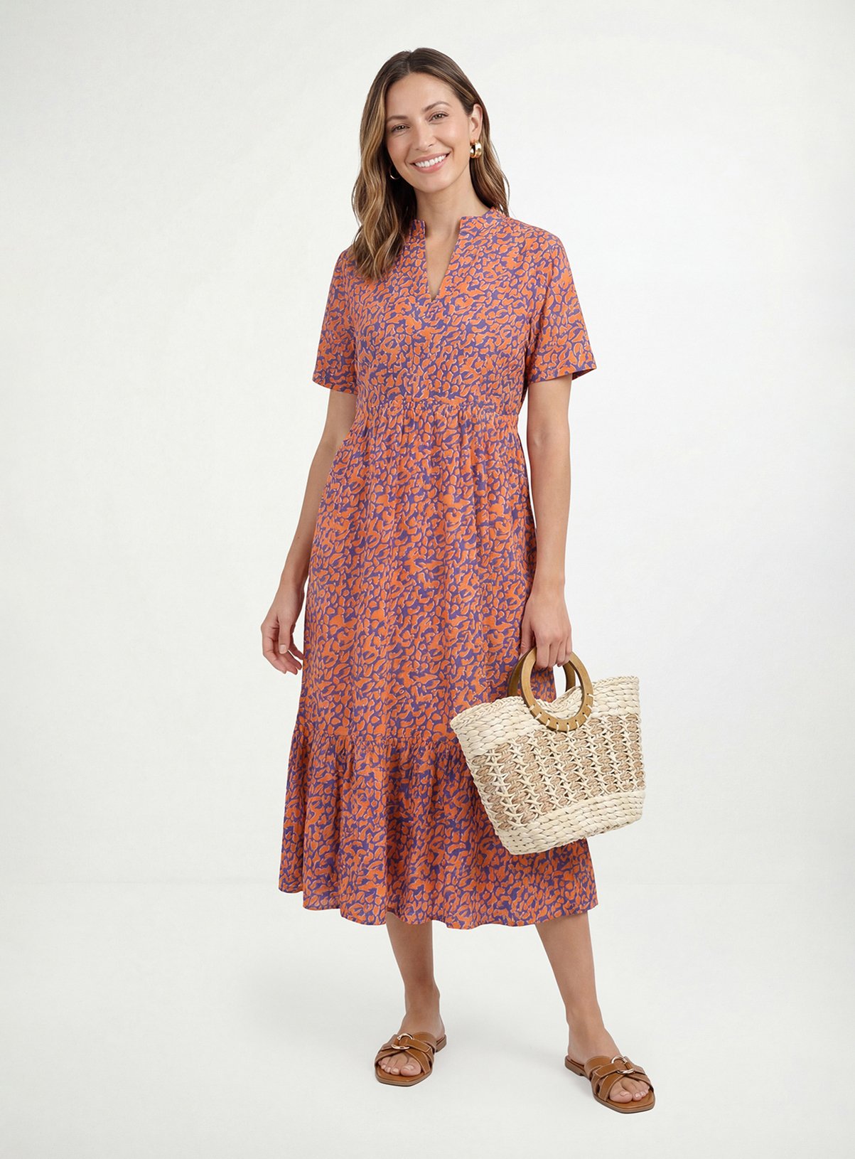 WALLIS Petite Animal Print Collarless Midi Dress 