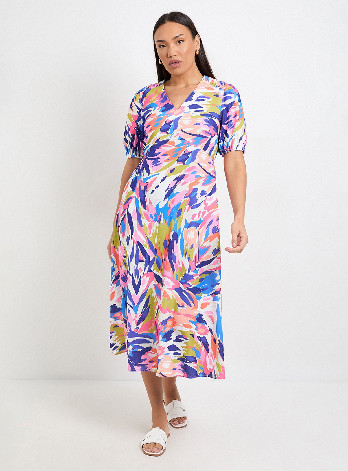 WALLIS Abstract Ruched Midi Dress 