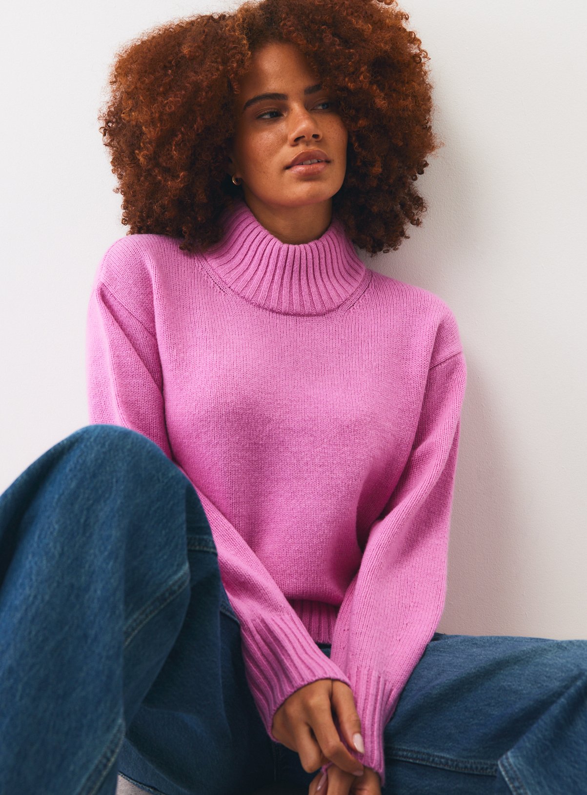 Pink Pure Lambswool High Neck Jumper XL