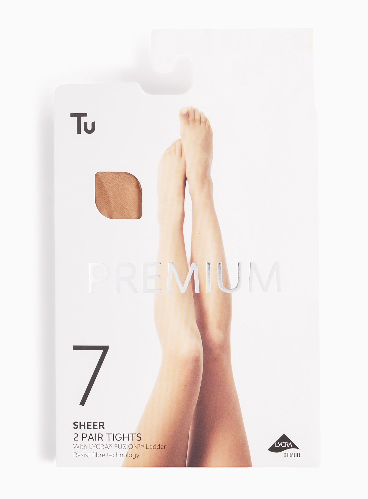 7 Denier Nude 1 Premium Sheer Tights 2 Pack 